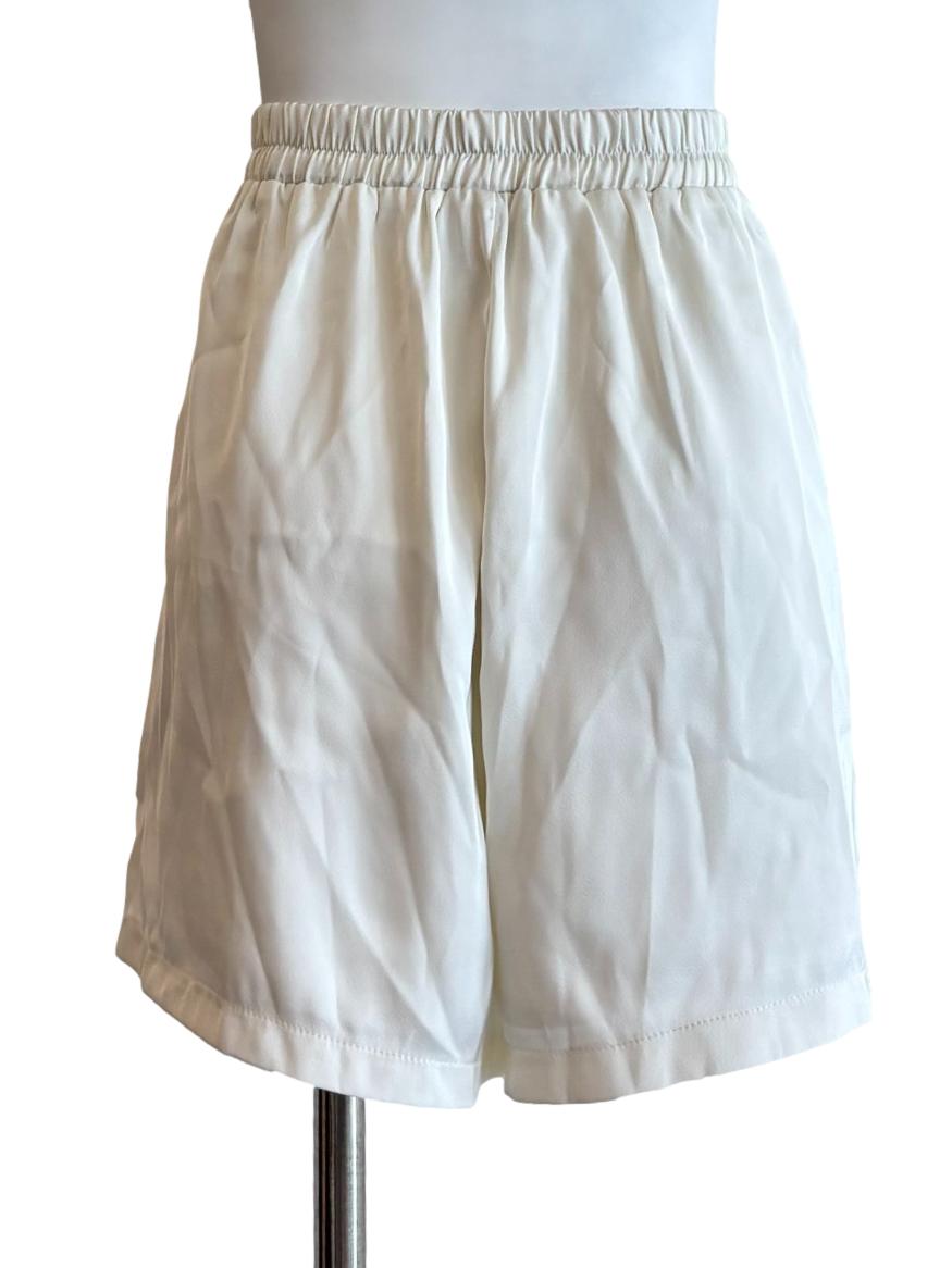 Ivory White Satin Shorts