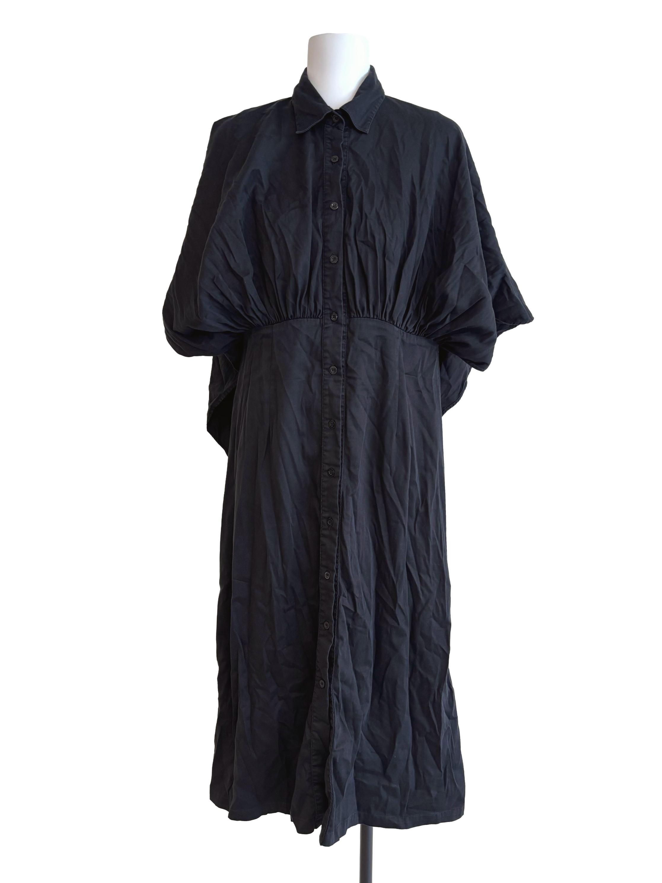 Jet Black Batwing Cape Dress