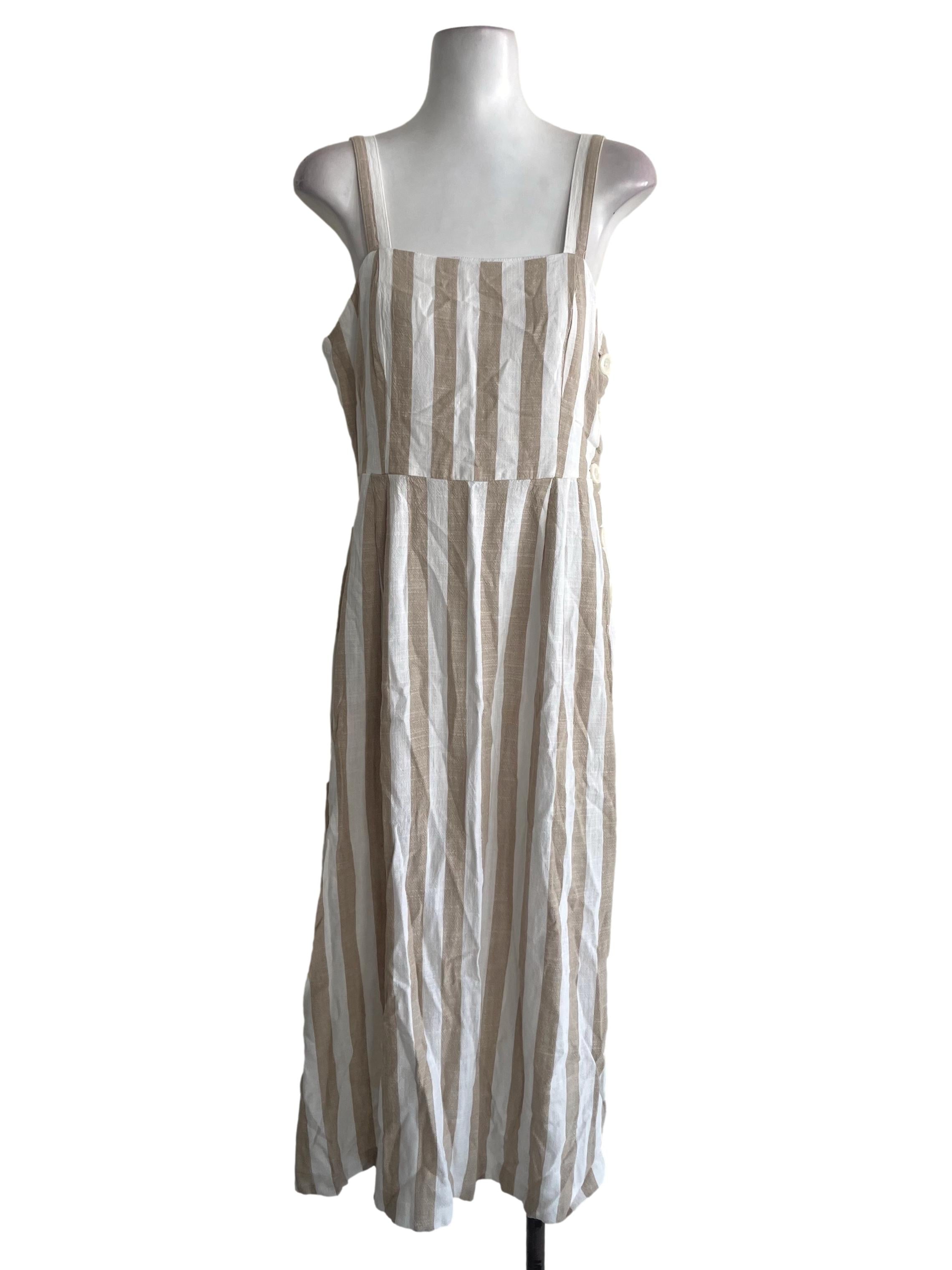 Brown And White Striped Dress