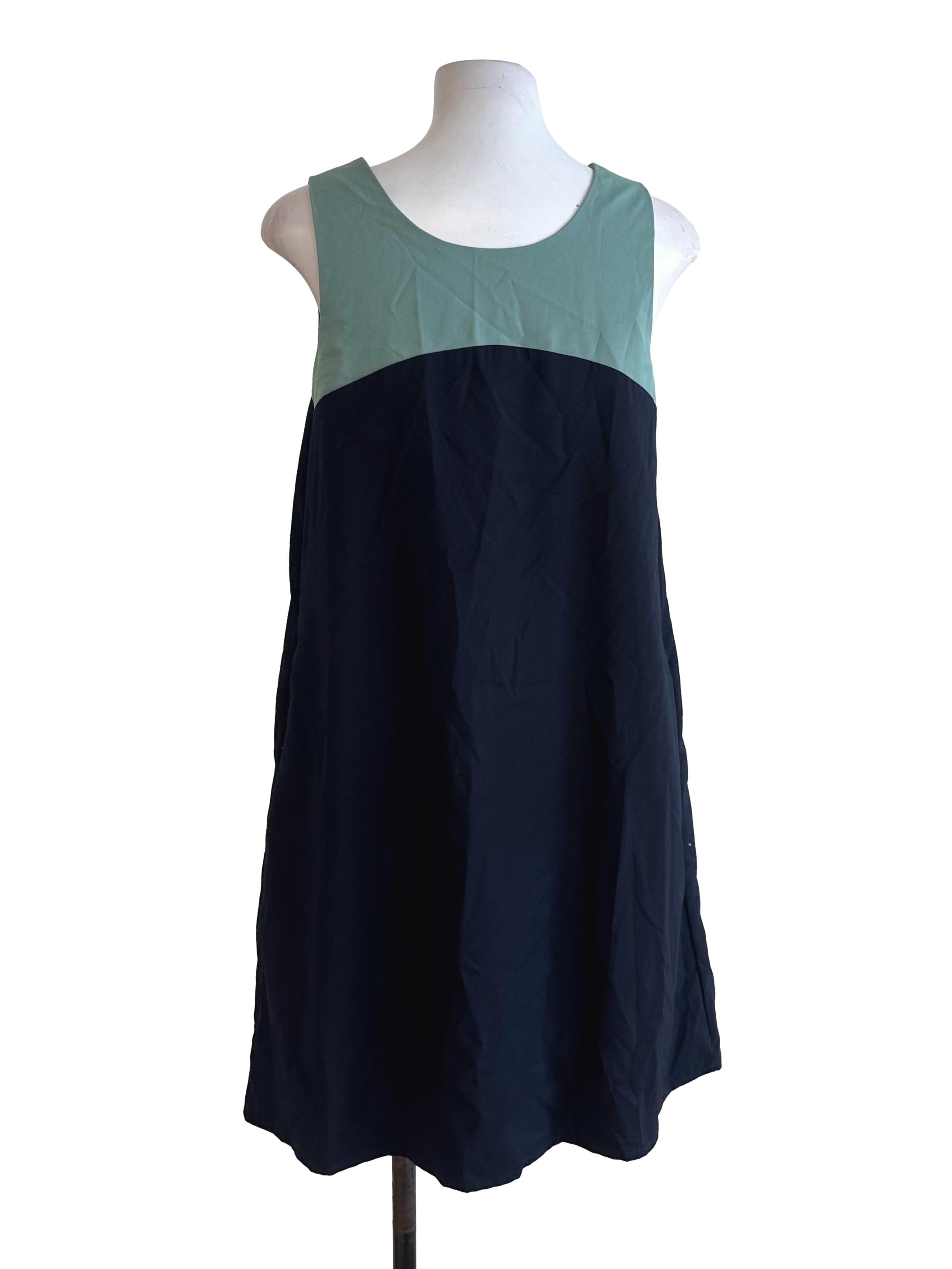 Blue Green Plain Jumper Dress