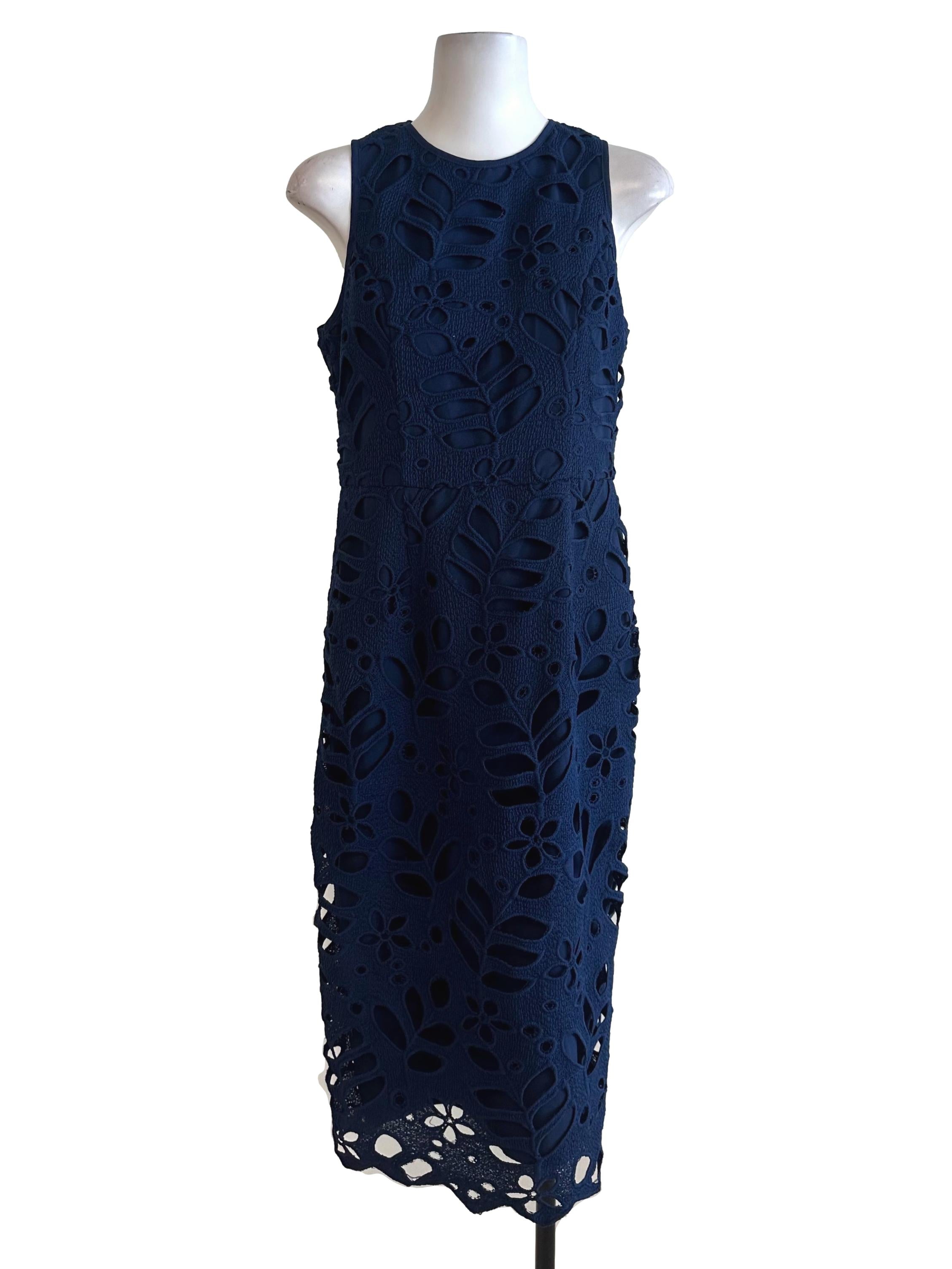 Navy Blue Lace Textured Dress LB