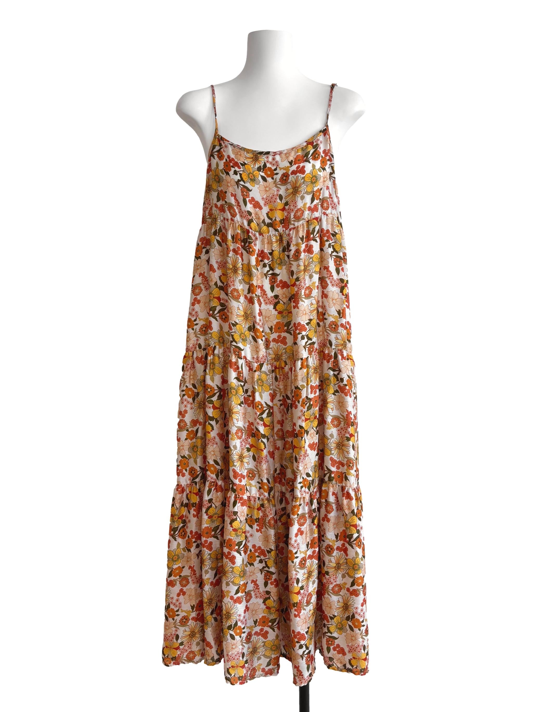 Sepia Floral Cami Tier Dress