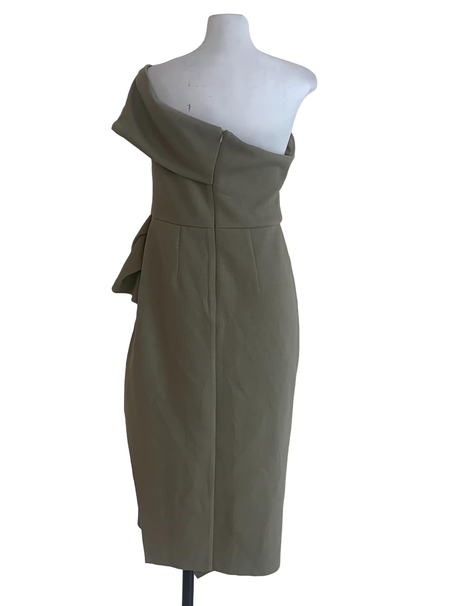 Sage Green Asymmetric Neck Dress