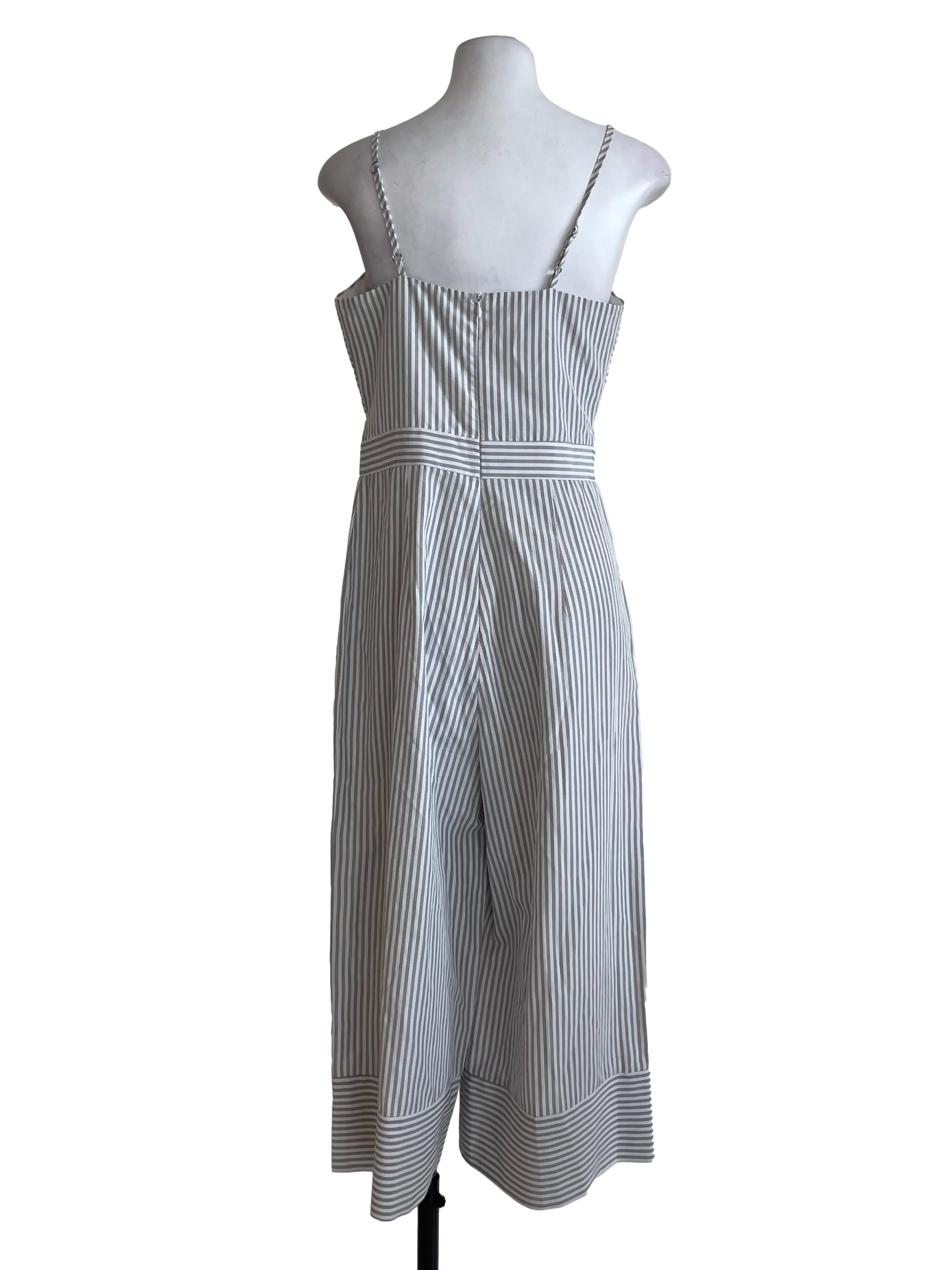 Grey Stripes Ribbon Jumpsuit