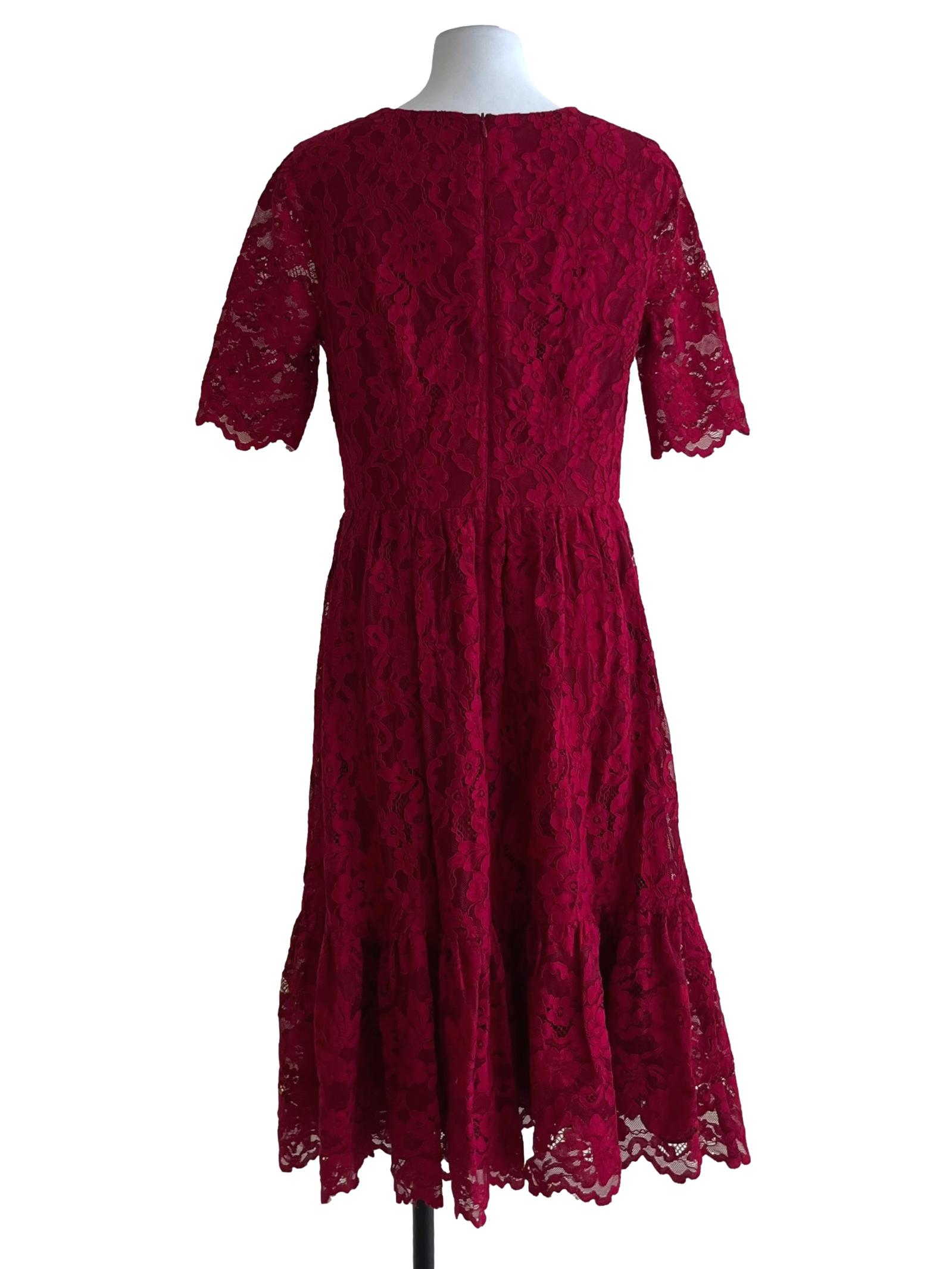 Blood Red Lace Empire Dress