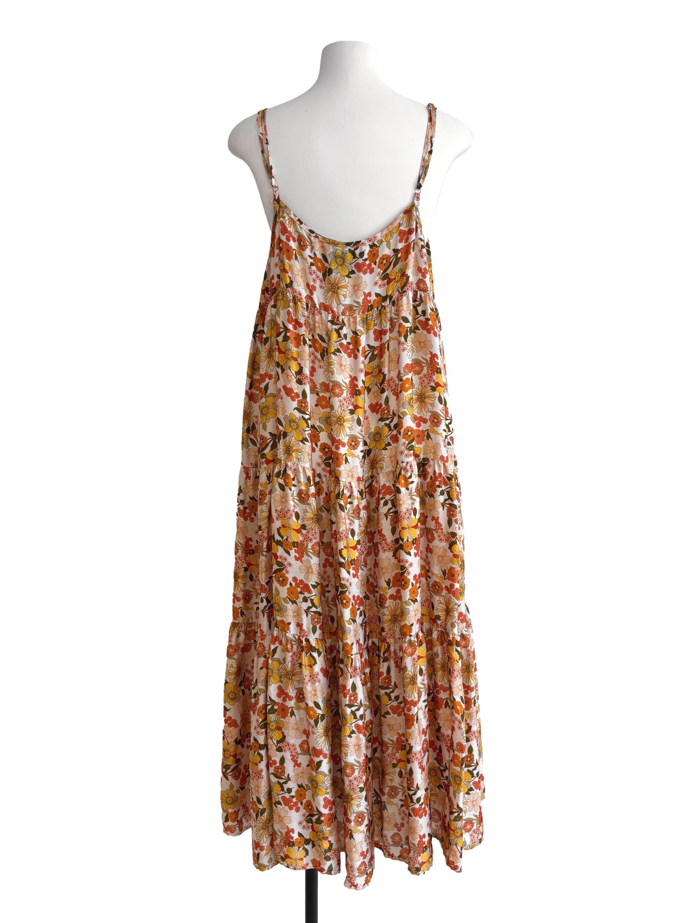 Sepia Floral Cami Tier Dress