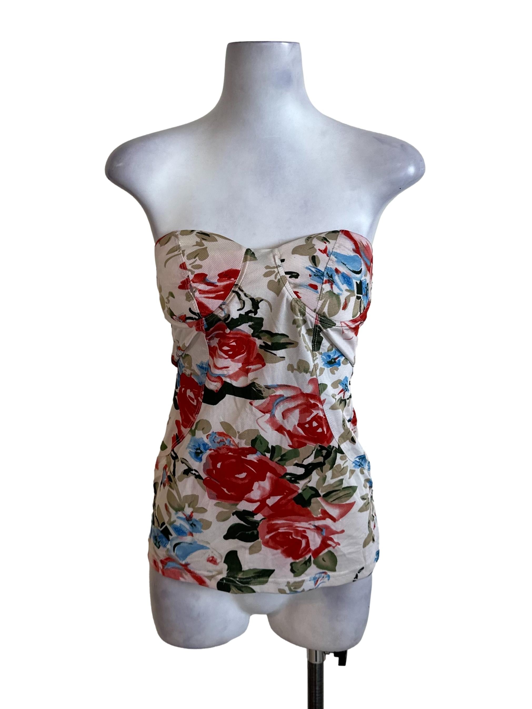 Light Beige Floral Pattern Tube Top