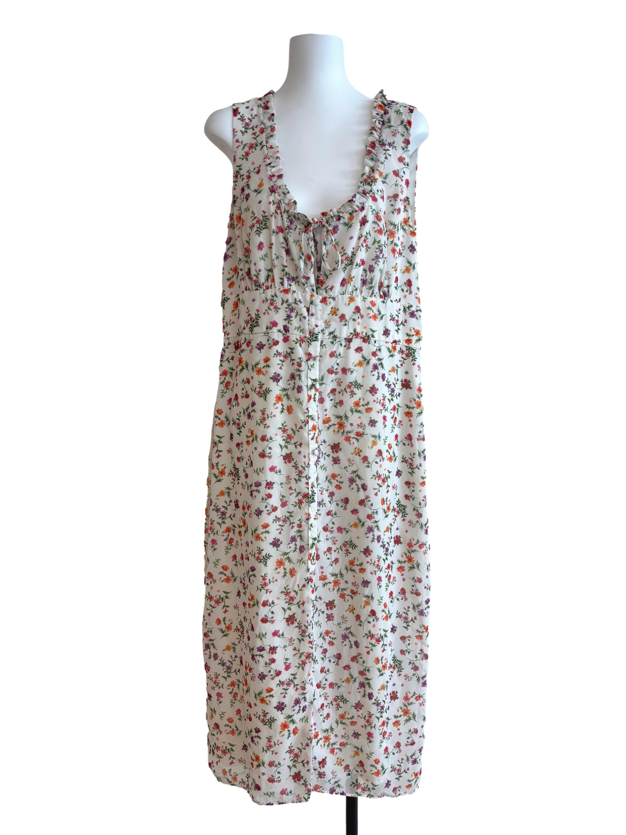 Pearl White Scoop Neck Floral Dress