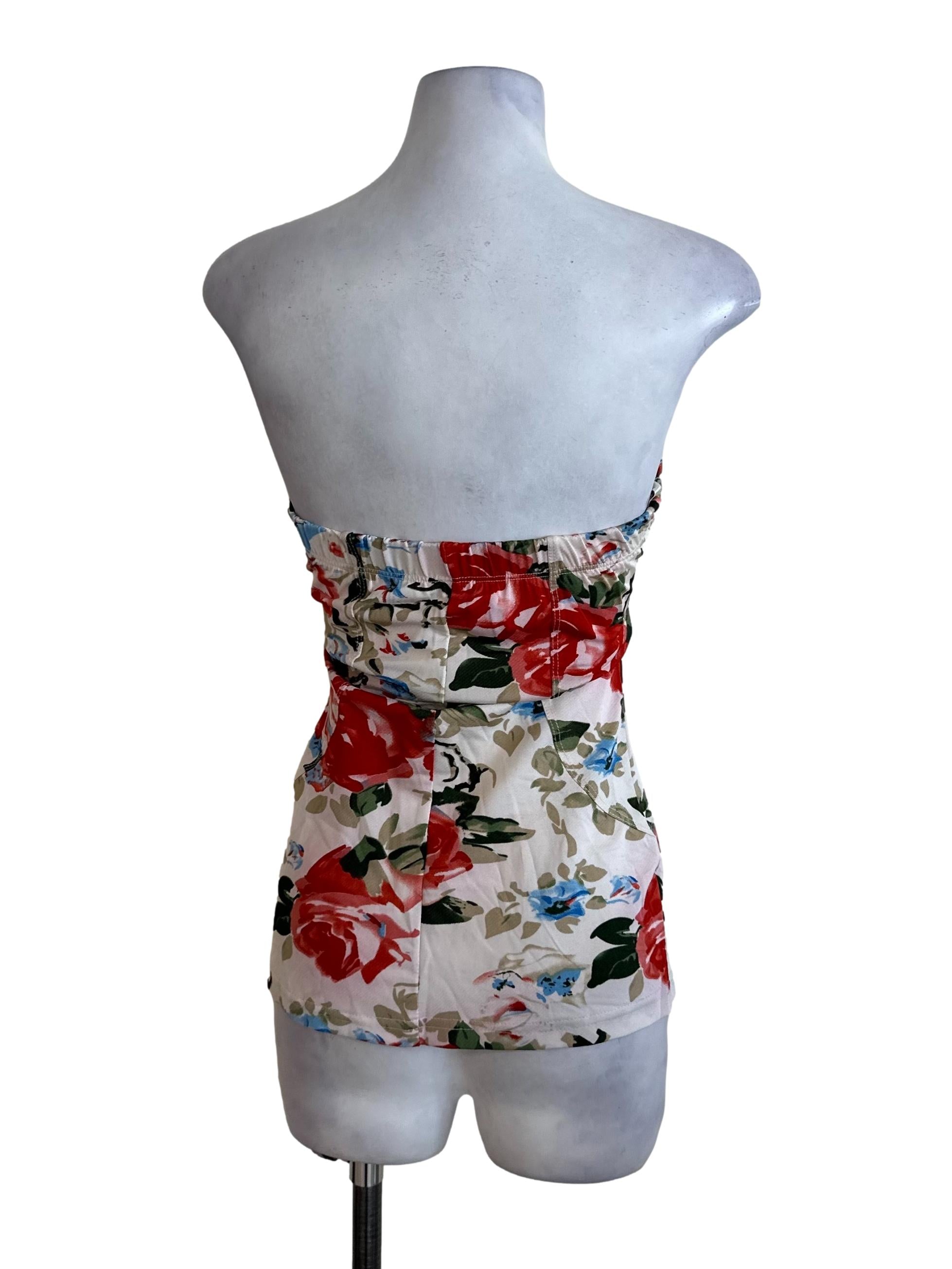Light Beige Floral Pattern Tube Top