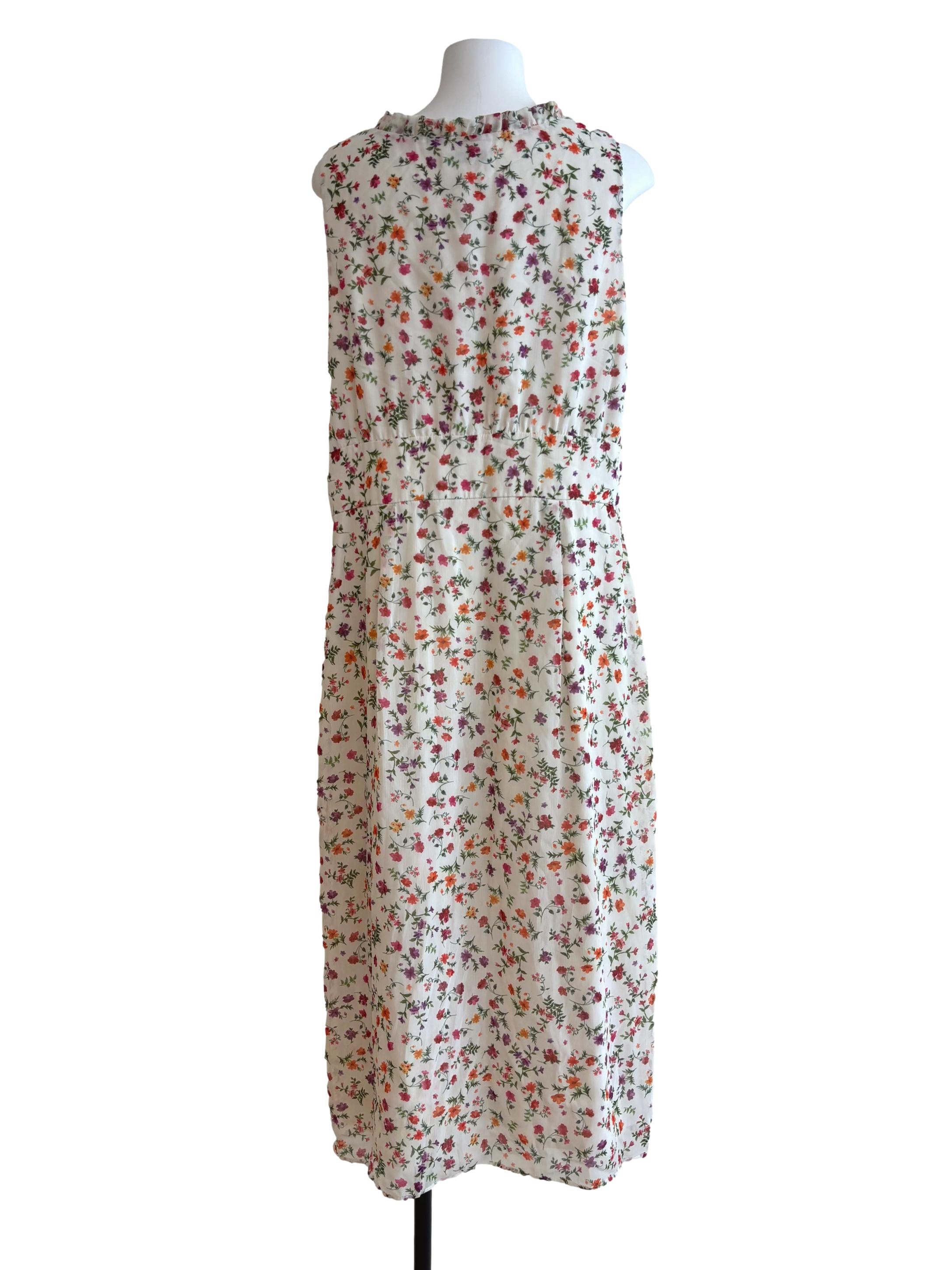 Pearl White Scoop Neck Floral Dress
