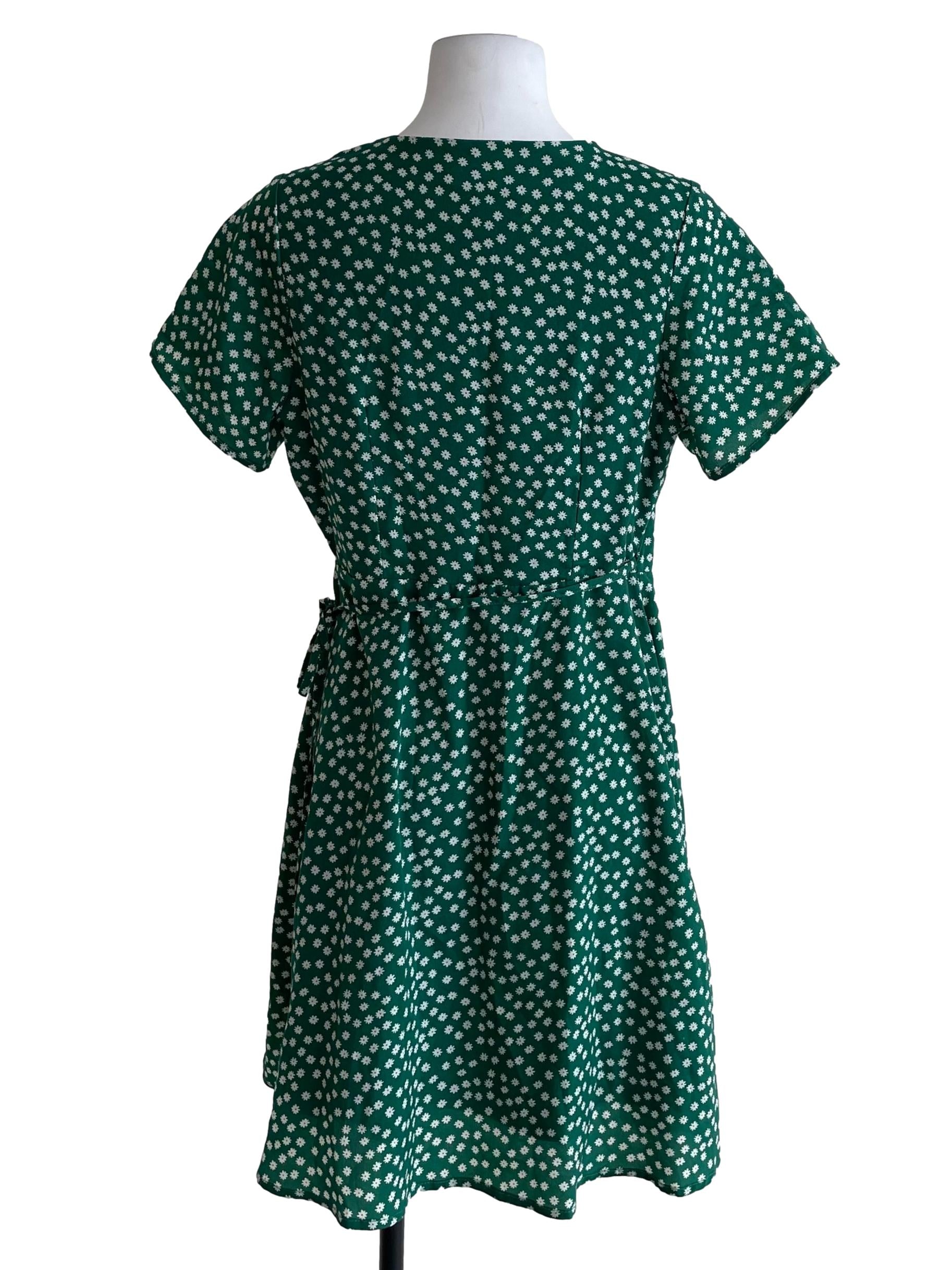 Green Floral Wrap Dress