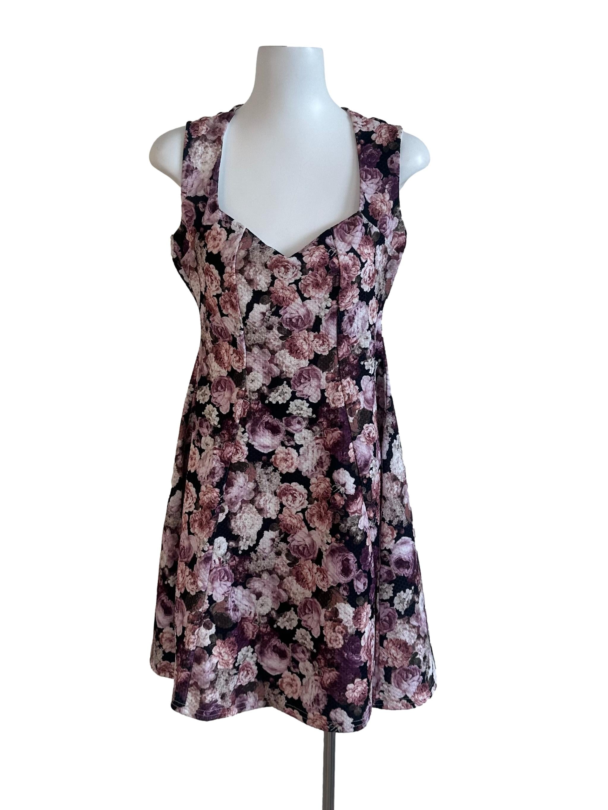 Purple Pink Floral Dress