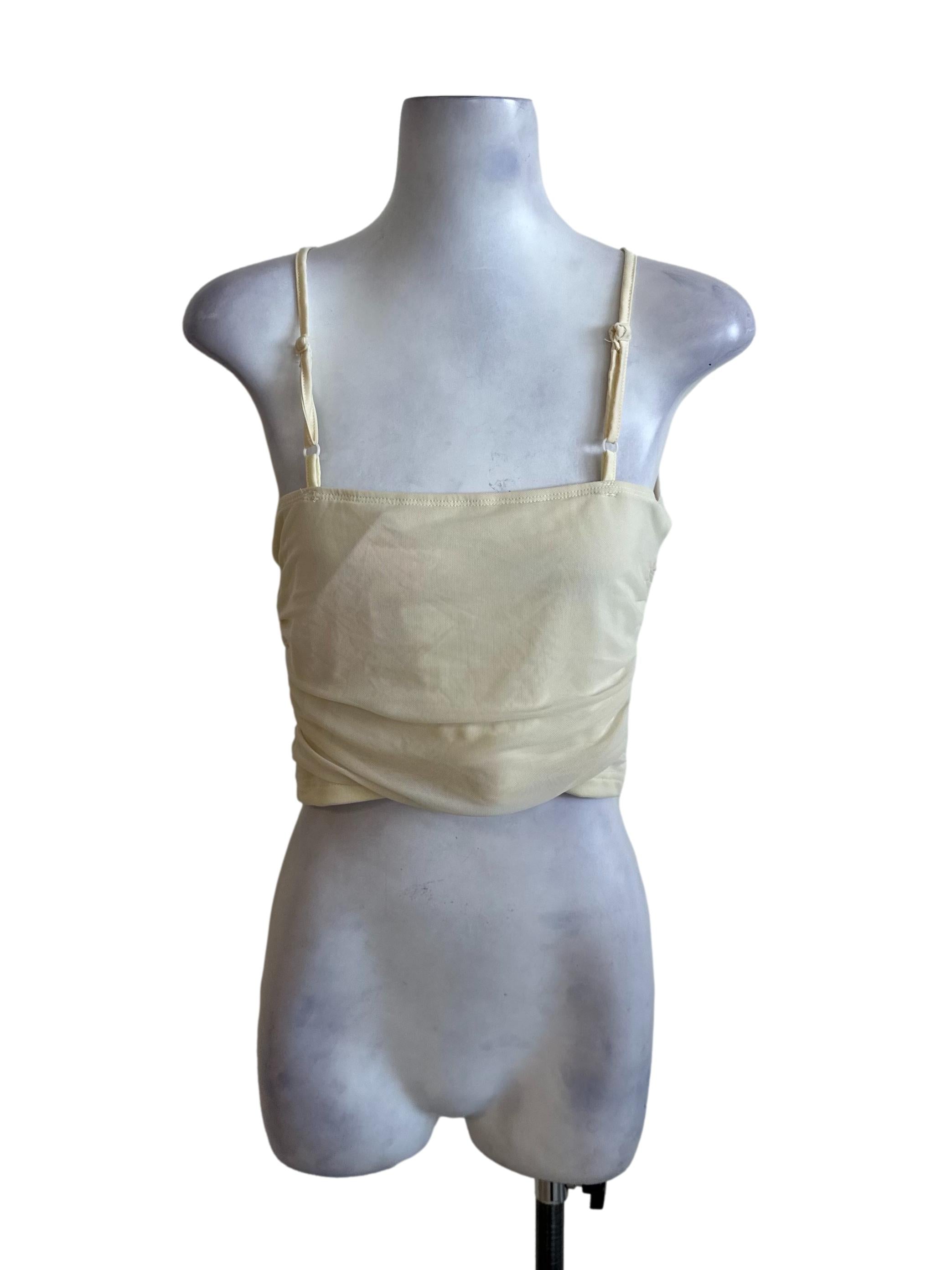 Light Yellow Mesh Net Back Overlap Top