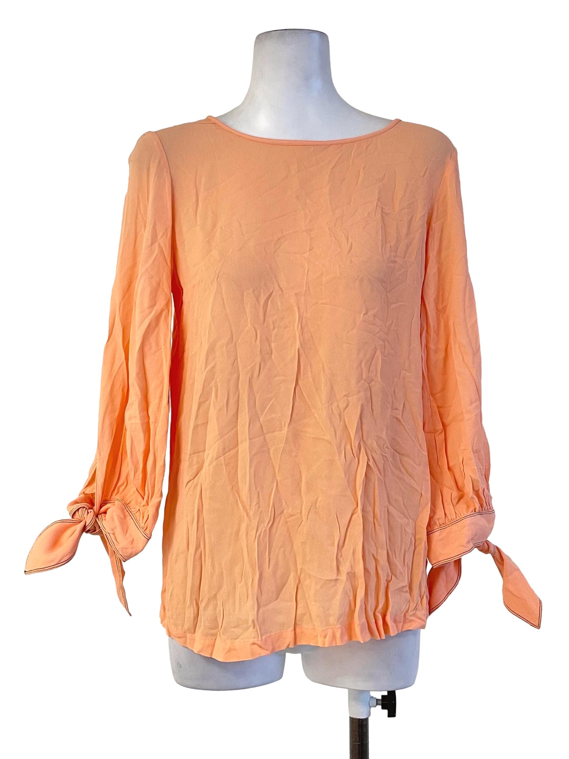 Massimo Dutti Pastel Orange Tie-Knot Top | REFASH
