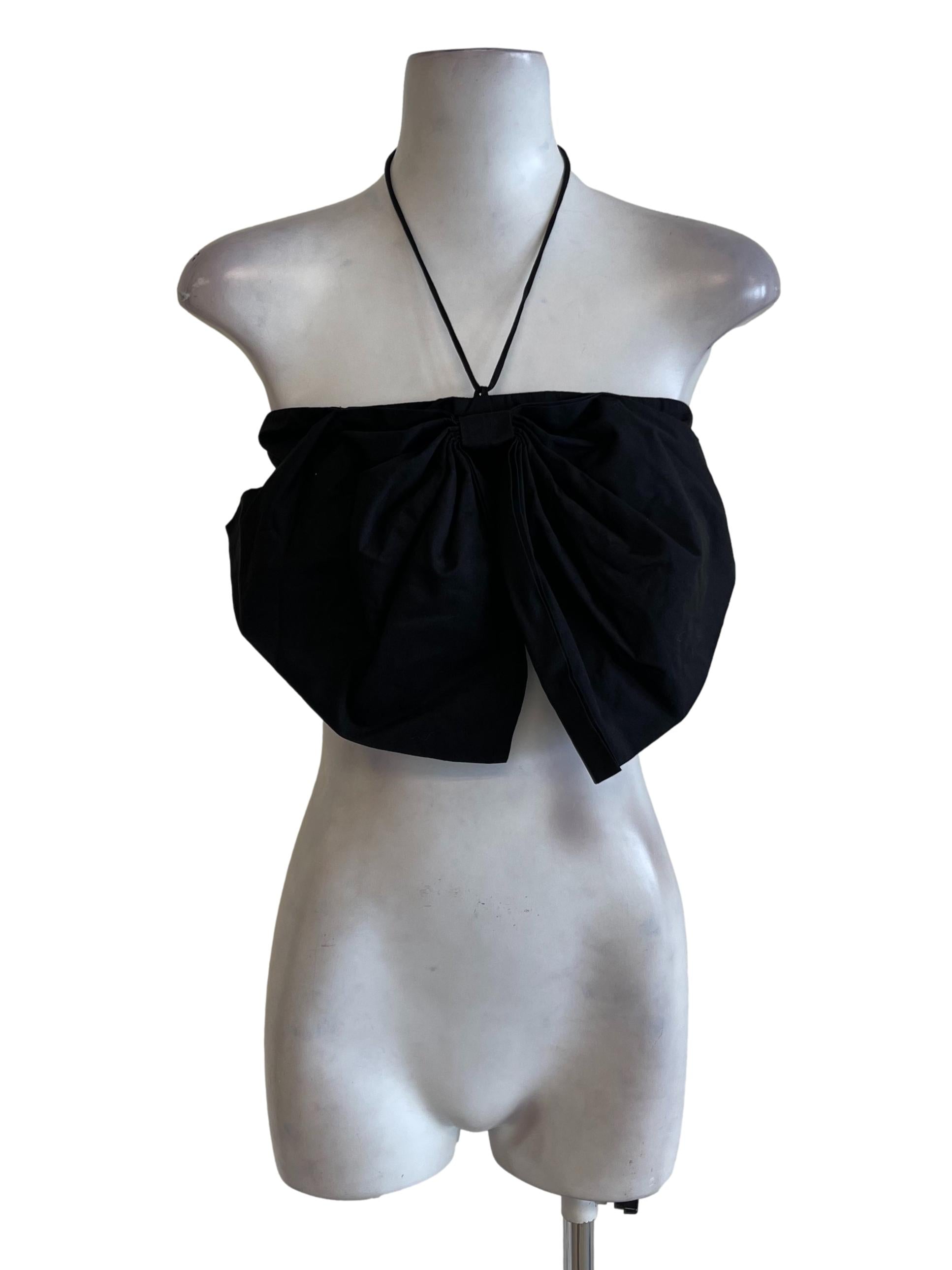 Black Halter Strap Giant Bow Top