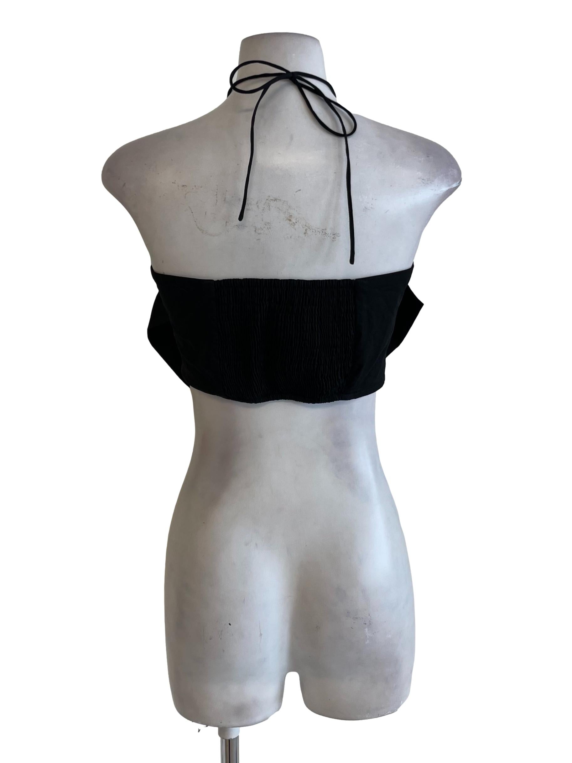 Black Halter Strap Giant Bow Top