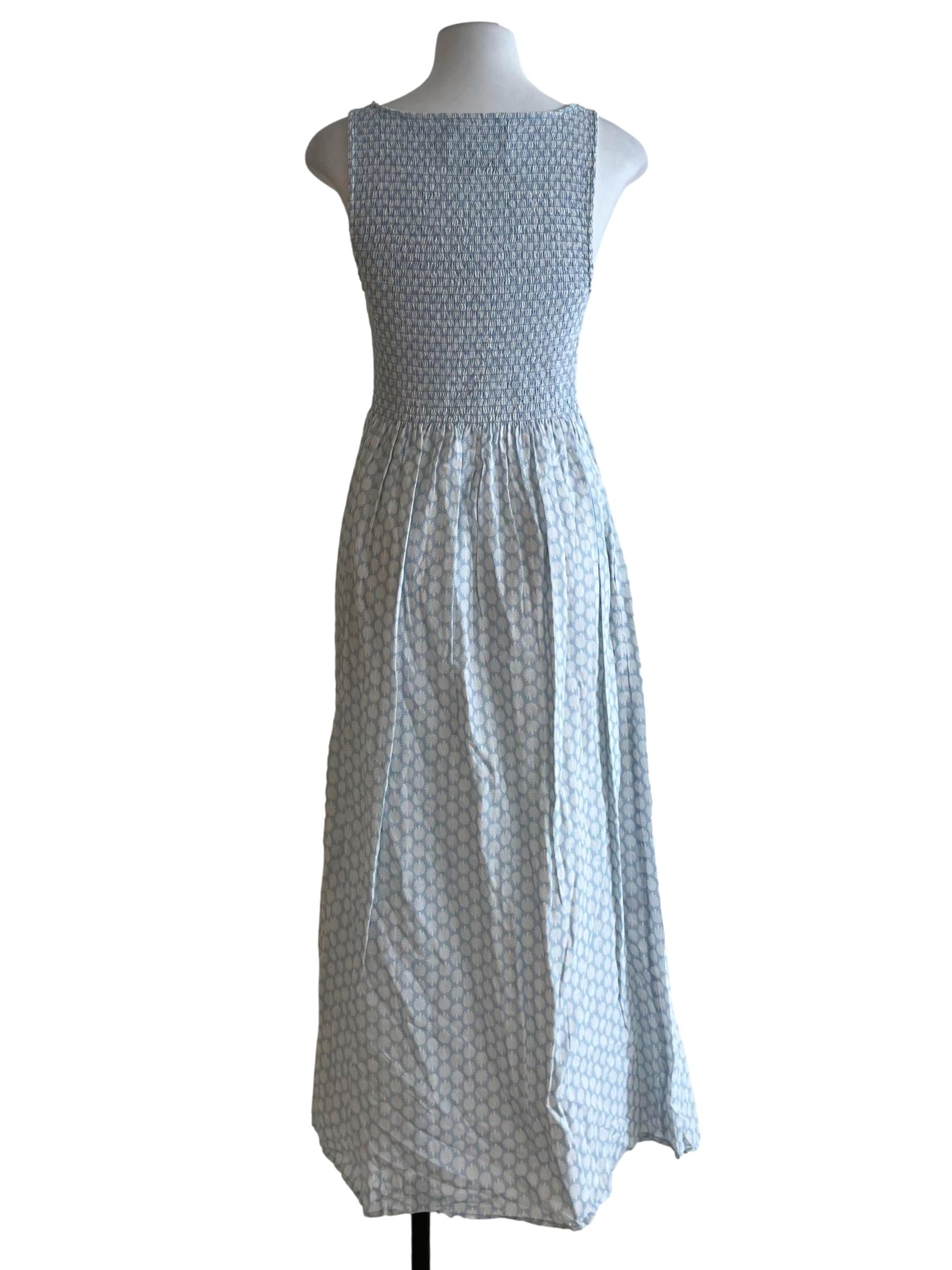 Sky Blue Shirred A-Line Dress