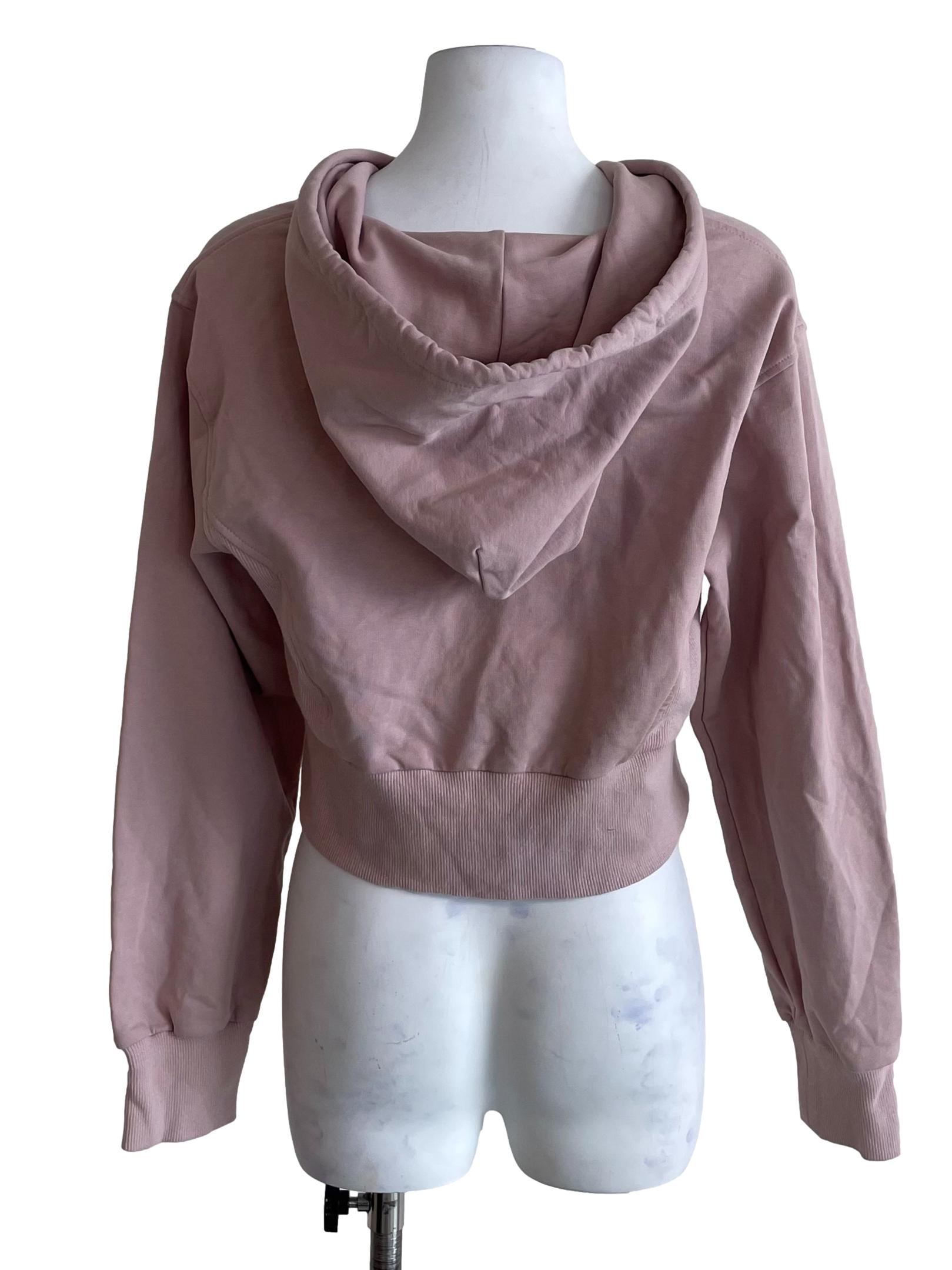 Nude Pink Zip Up Crop Hoodie