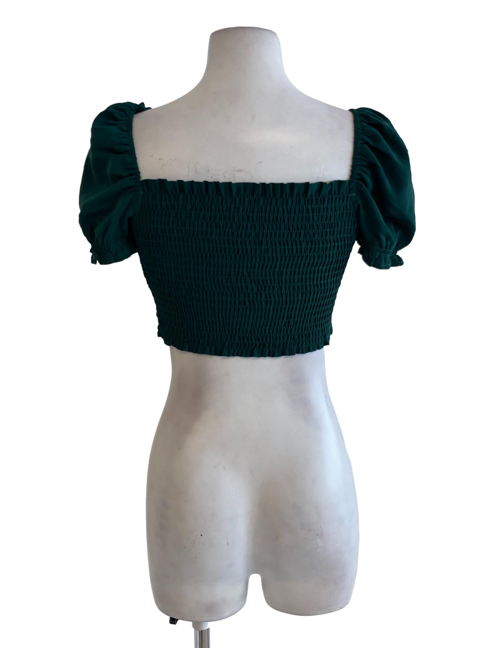 Emerald Green Peasant Crop Top