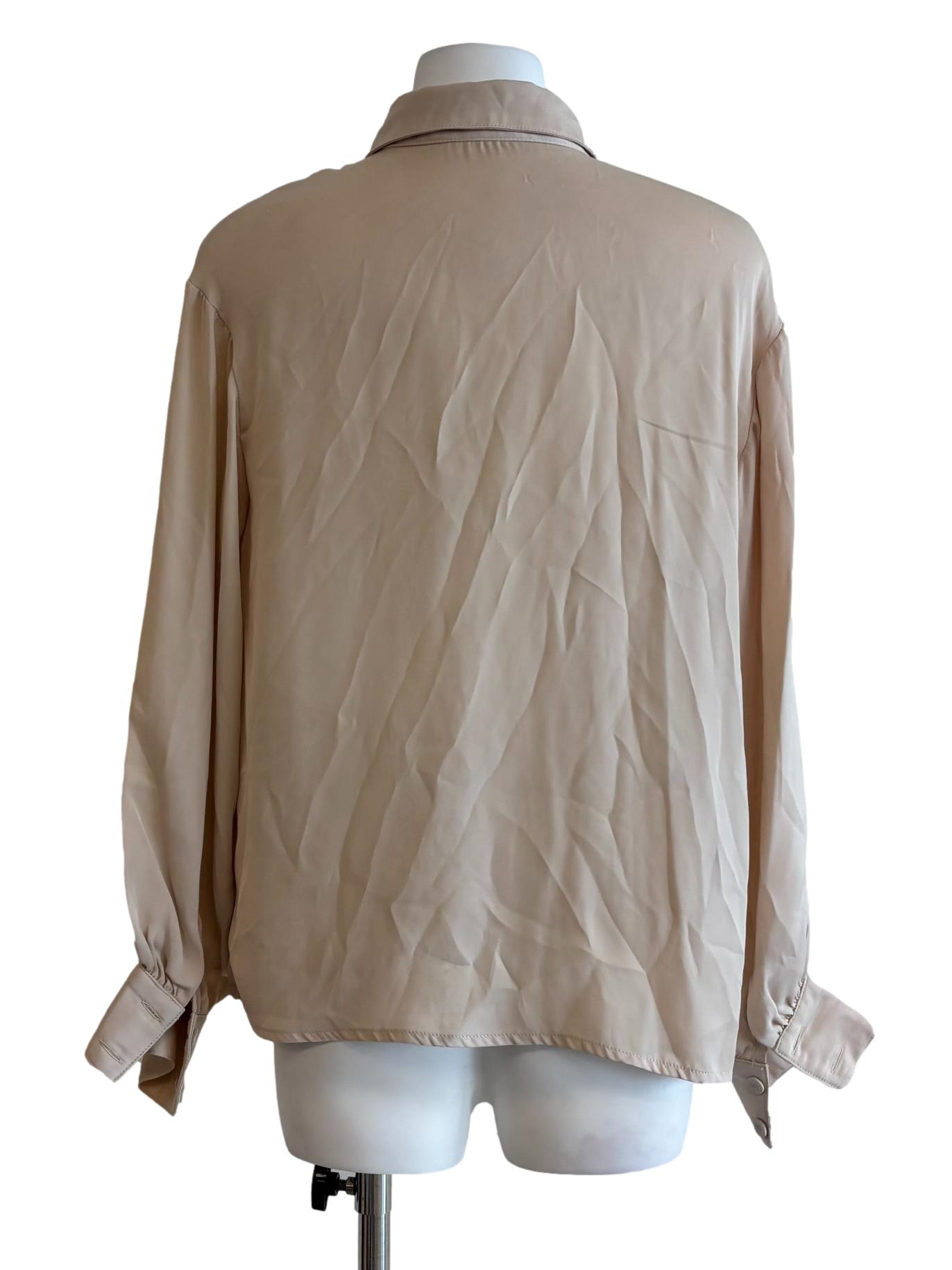 Almond Beige Flowy Button Shirt