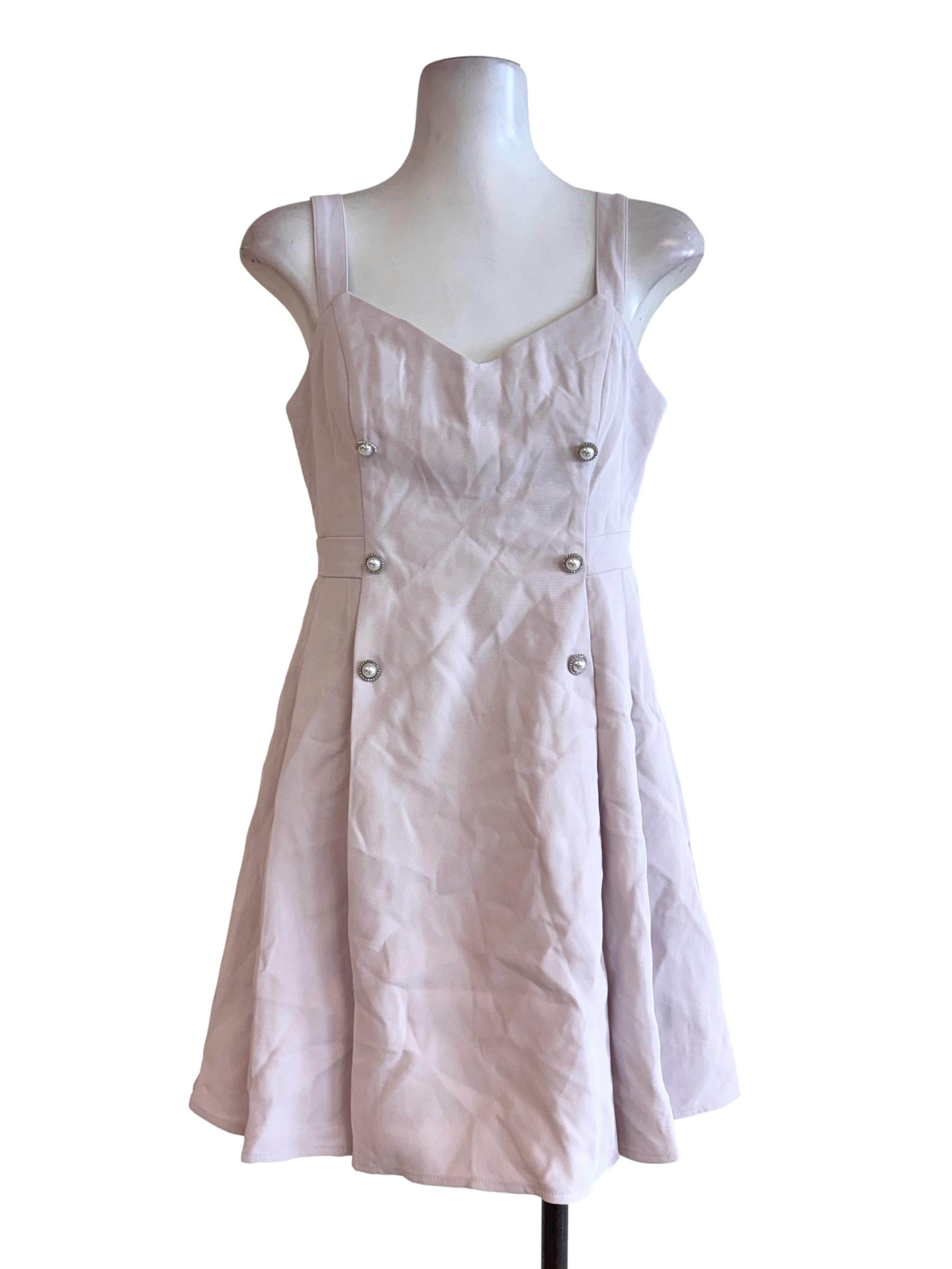 Light Purple Double-Button Skater Dress