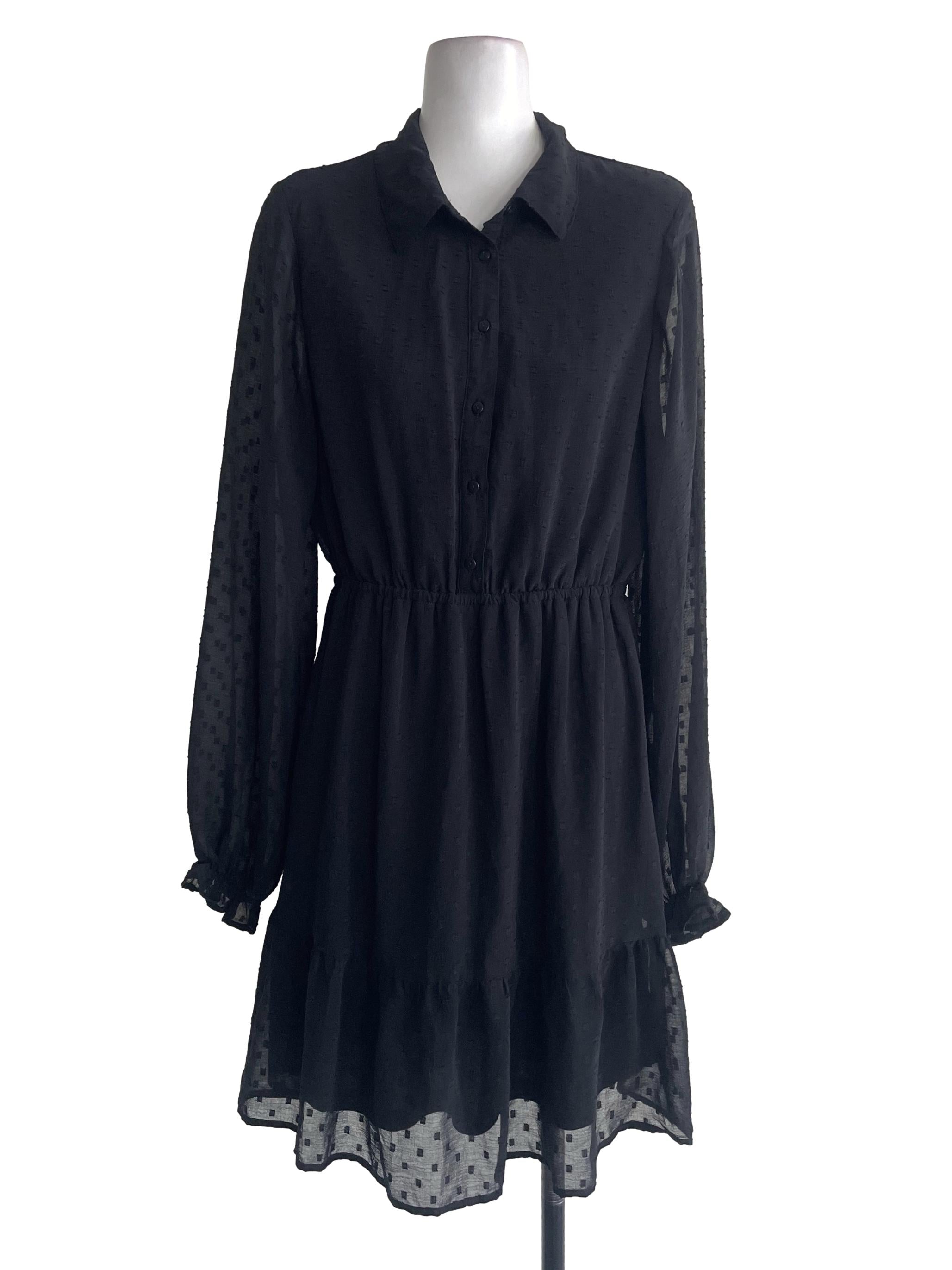Black Plain Shirt Dress