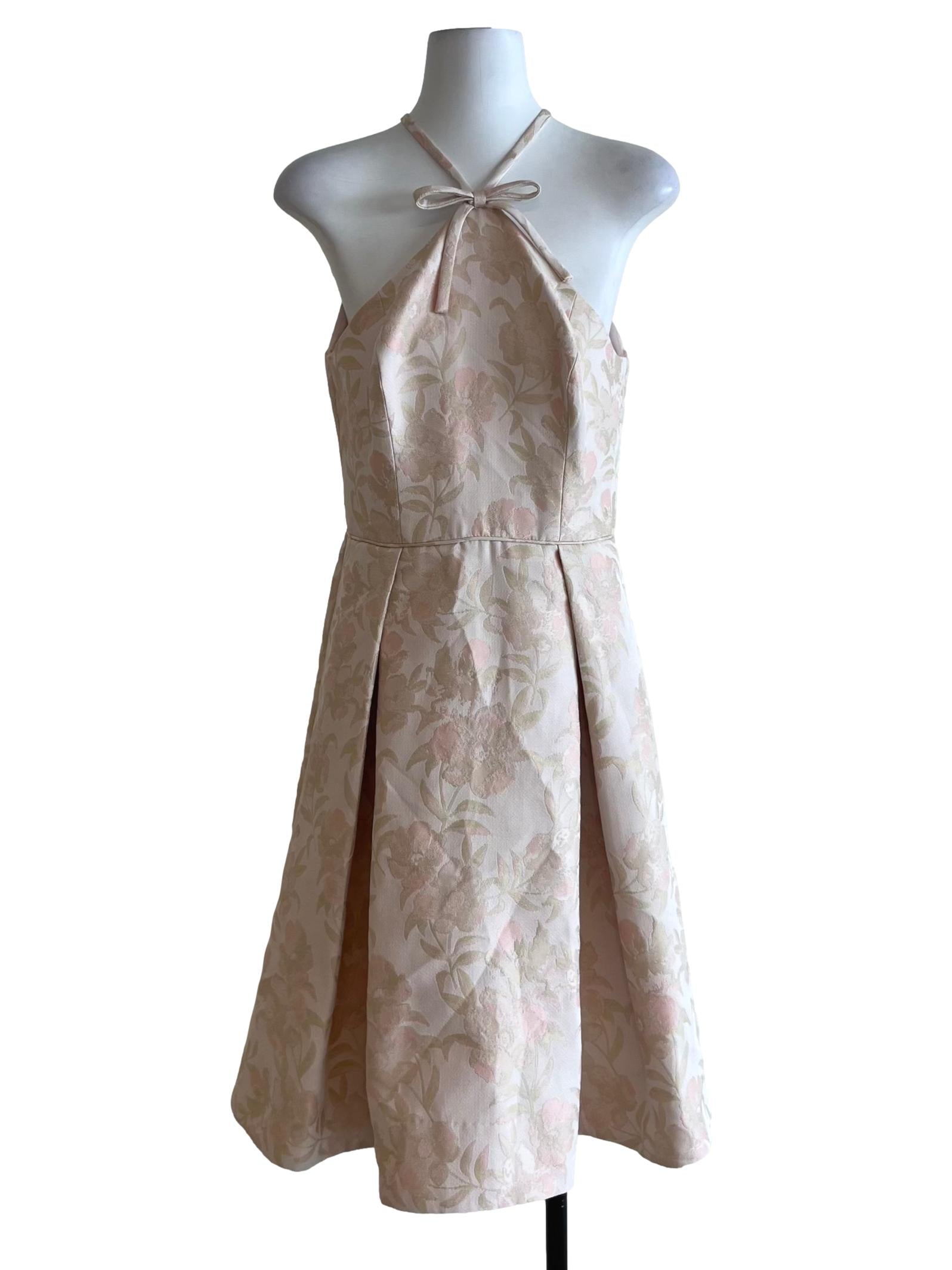 Blush Pink Floral Halter Dress