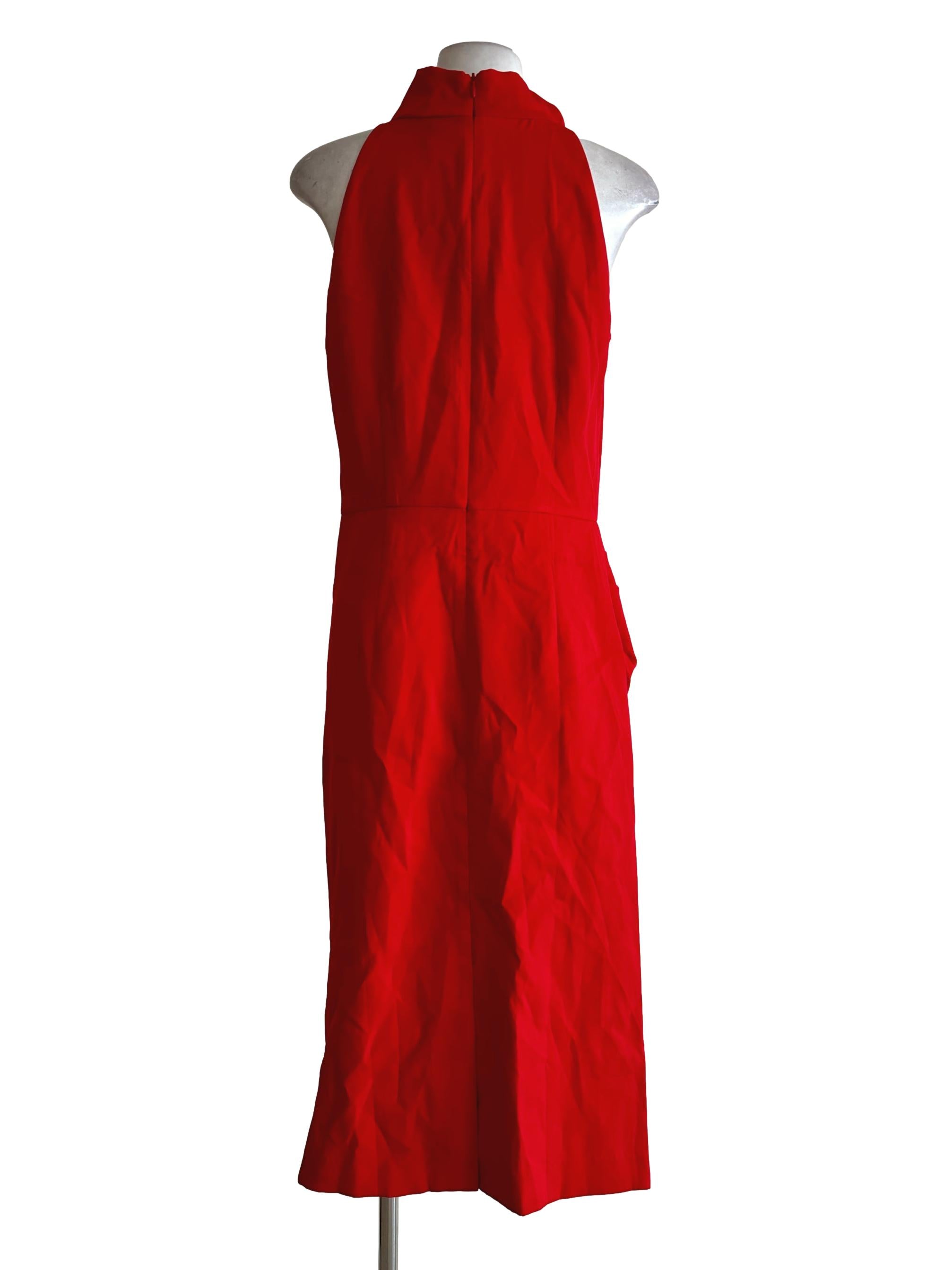 Red High Neck Sleeveless Dress
