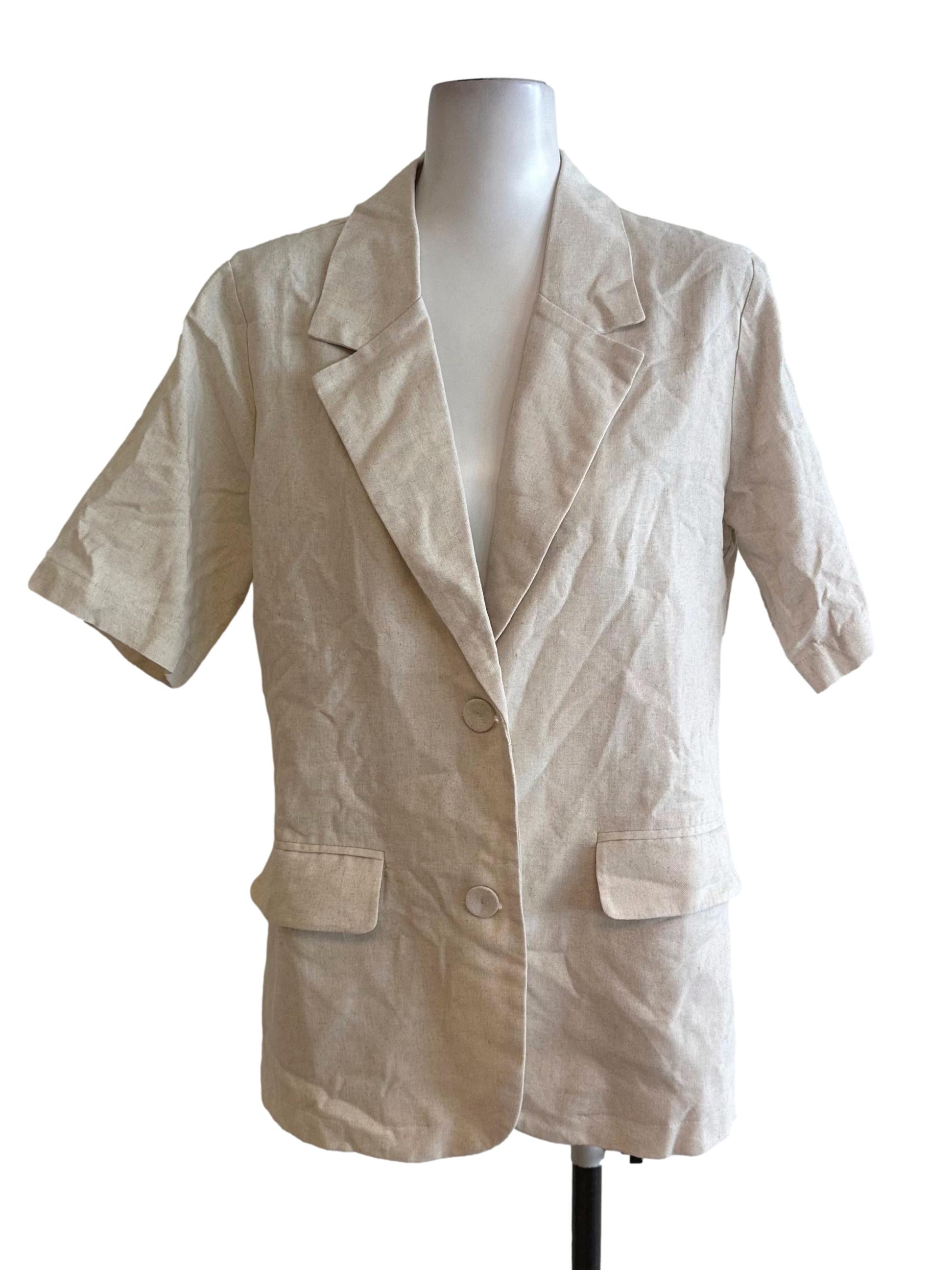 Light Beige Collar Short Sleeve Blazer TCL