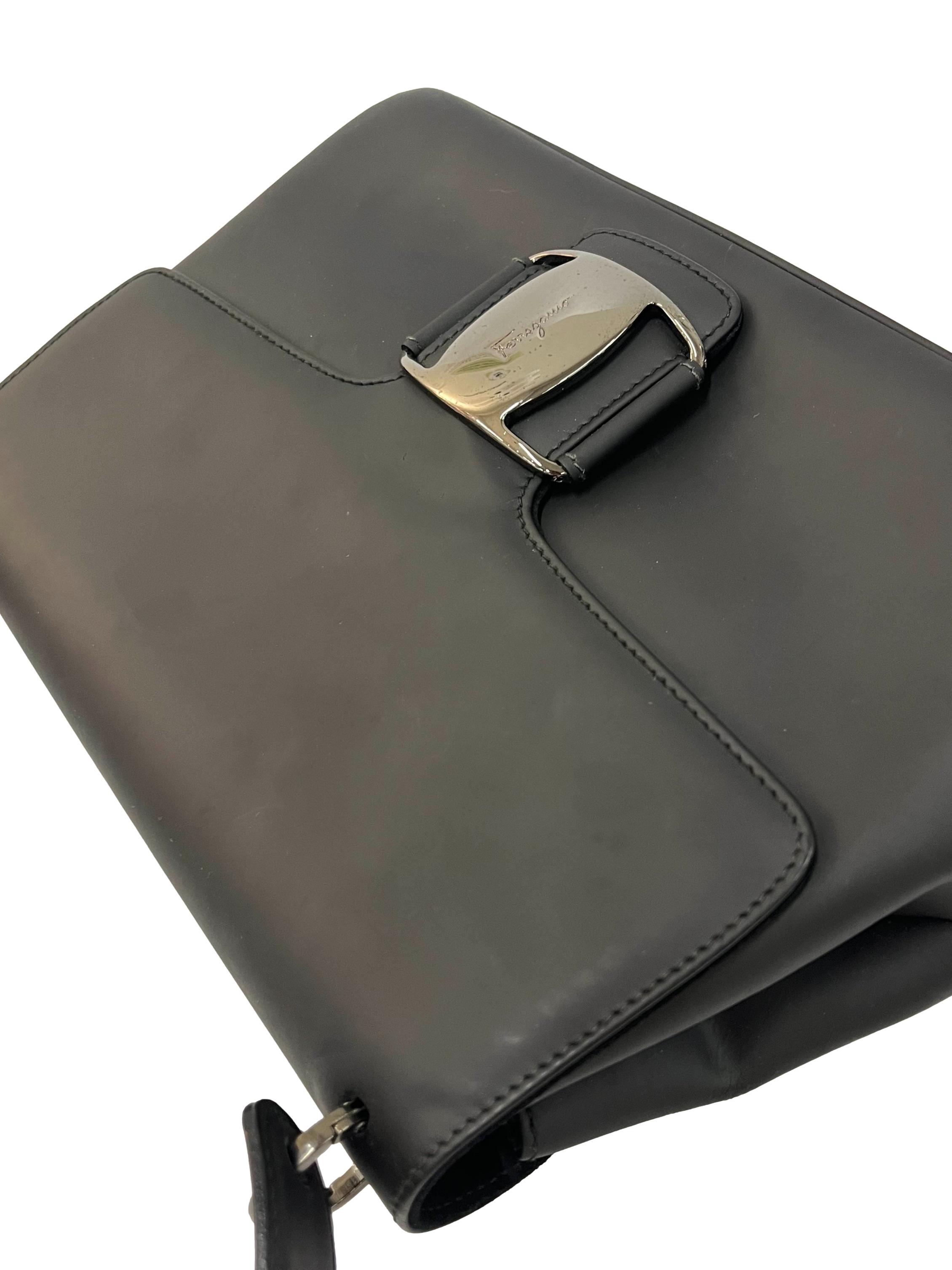 Black Matte Faux Leather Shoulder Bag