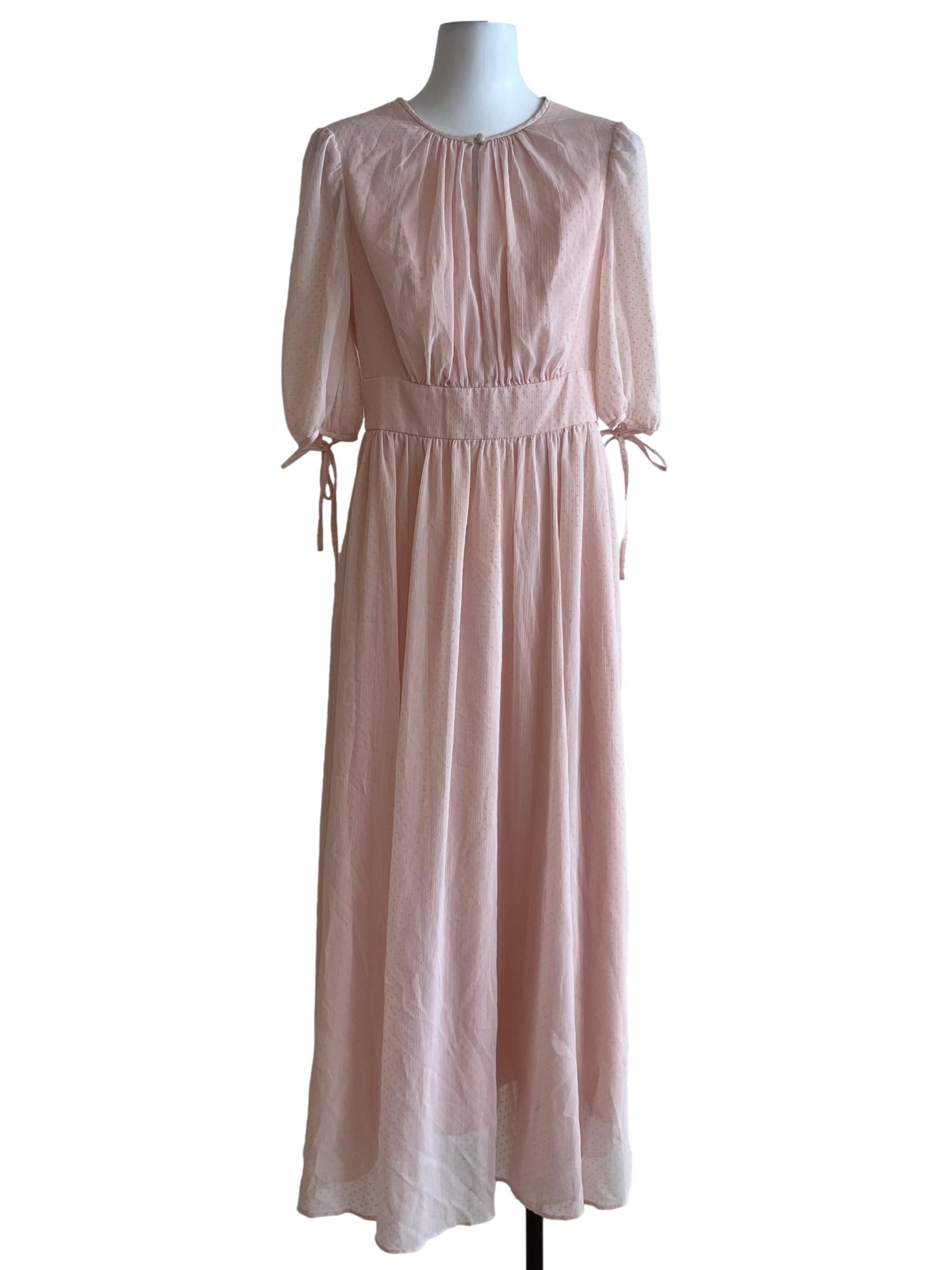 Blush Pink Jewel Neckline Empire Dress