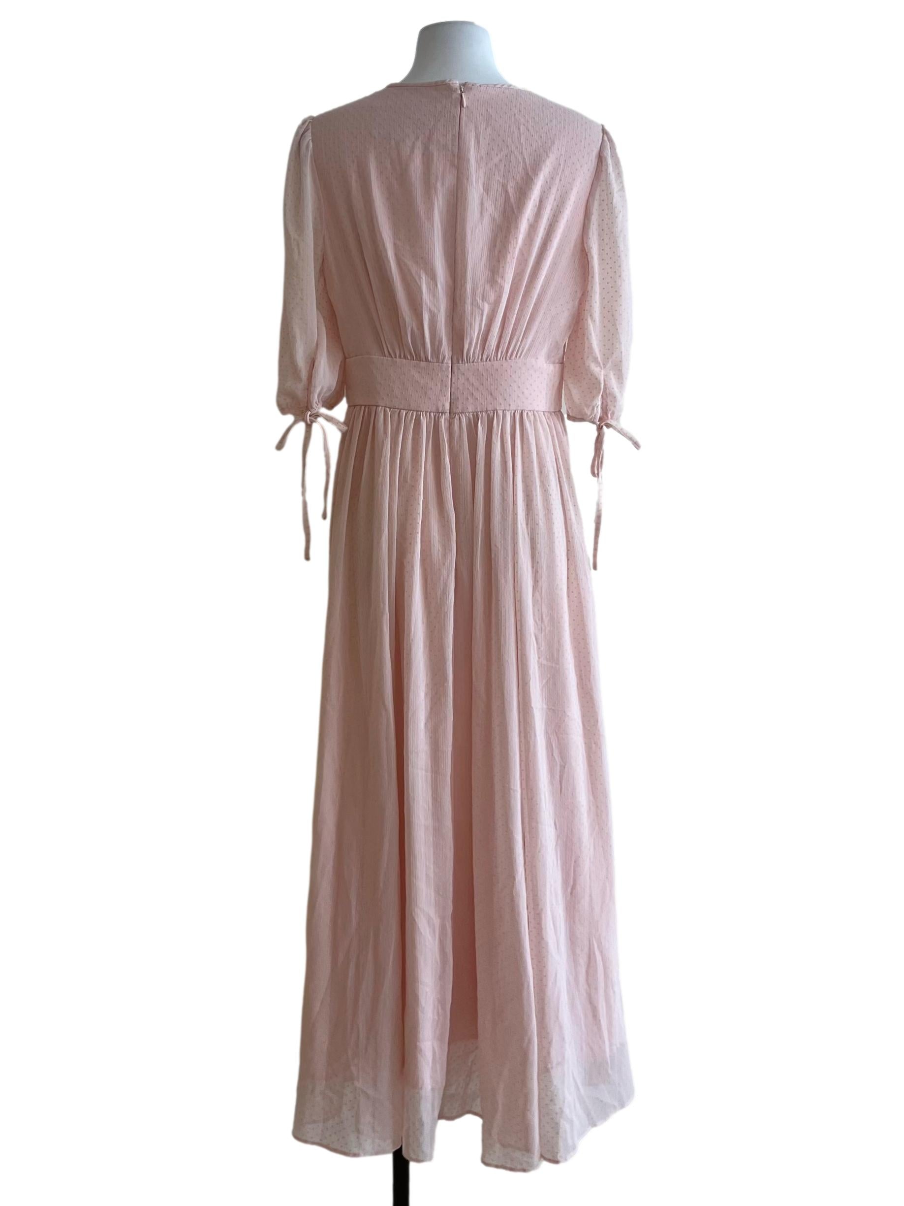 Blush Pink Jewel Neckline Empire Dress