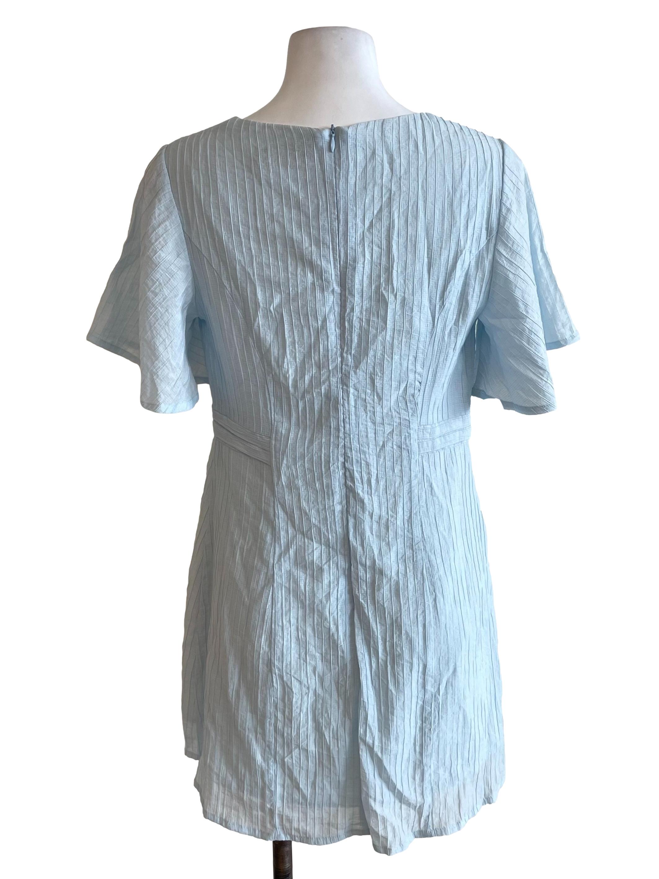 Pastel Blue Ribbed A-Line Dress
