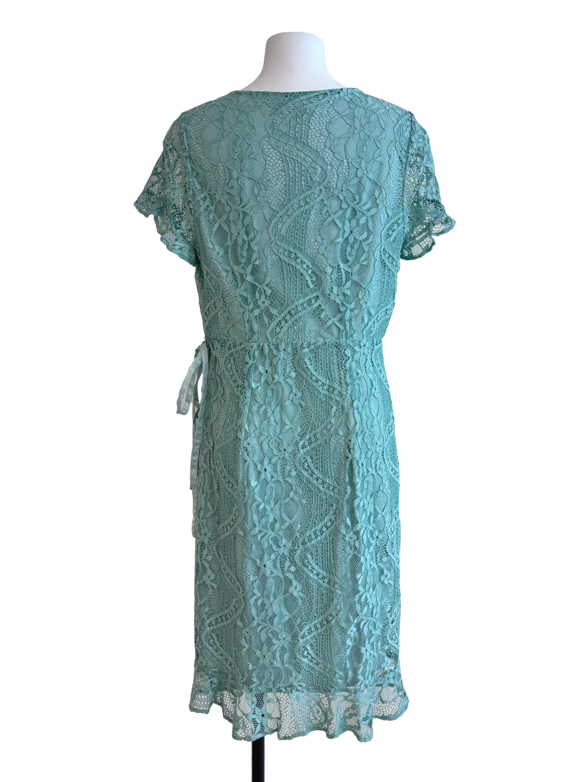 Mint Green Lace Wrap Dress