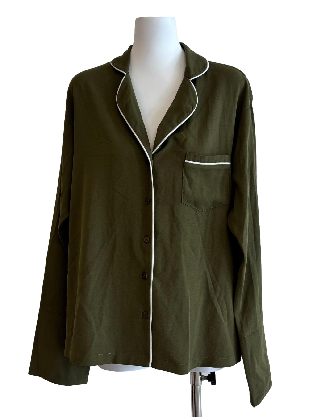 Olive Green Long Sleeve Buttoned Shirt