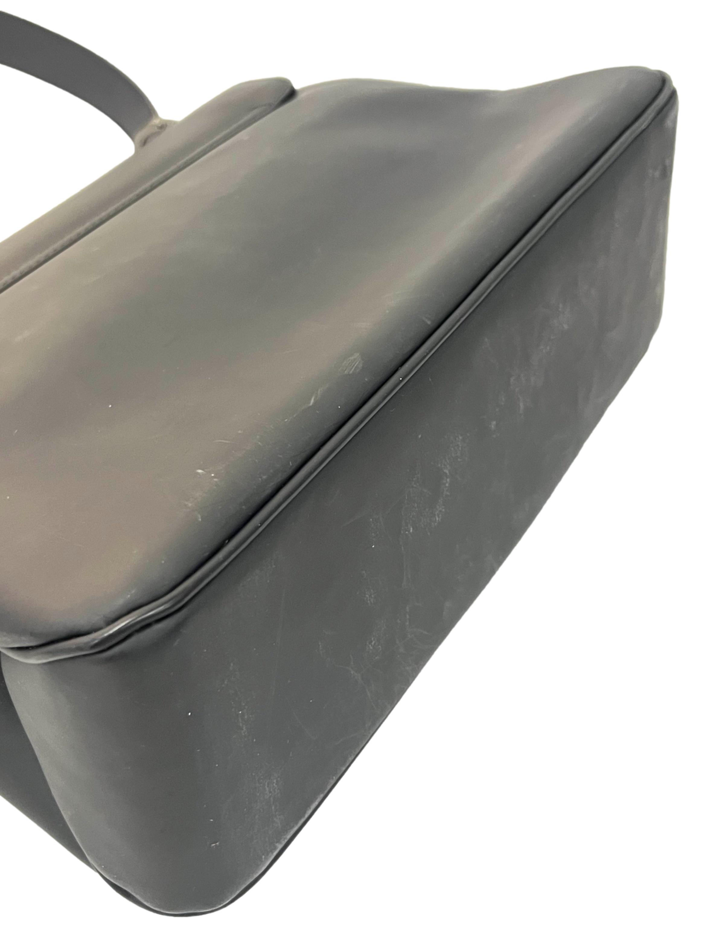 Black Matte Faux Leather Shoulder Bag