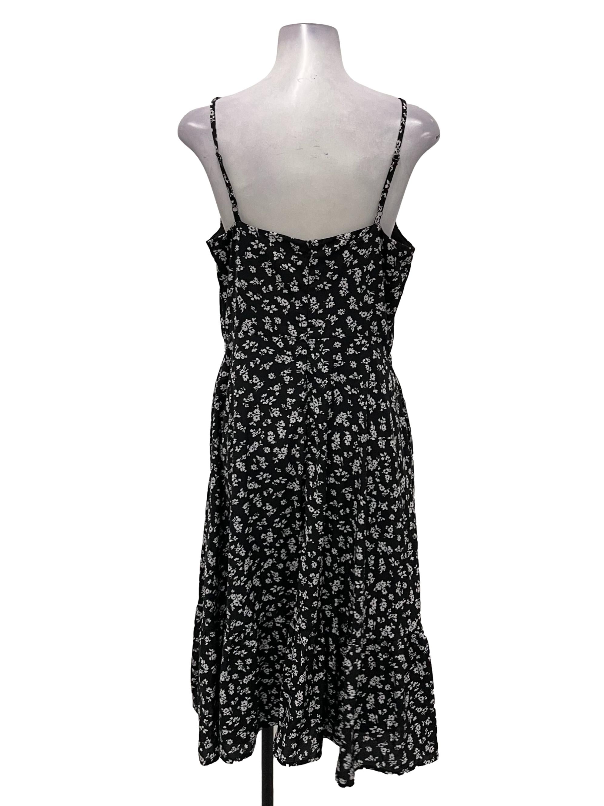 The Tinsel Rack Black V -Neck Floral Cami Midi Dress