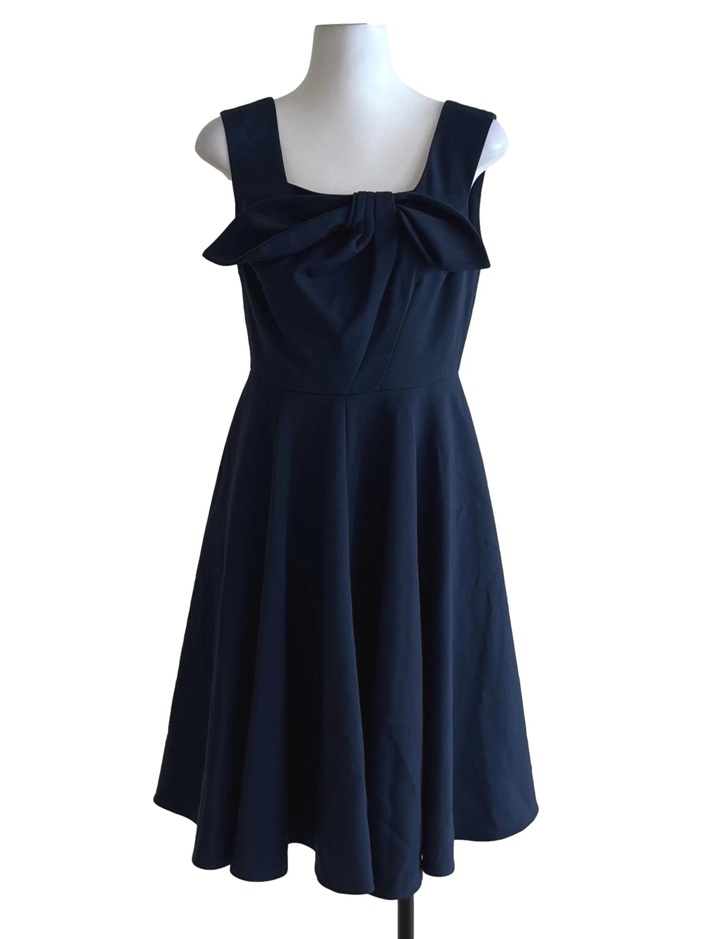 Dark Blue Square Neckline A-Line Dress