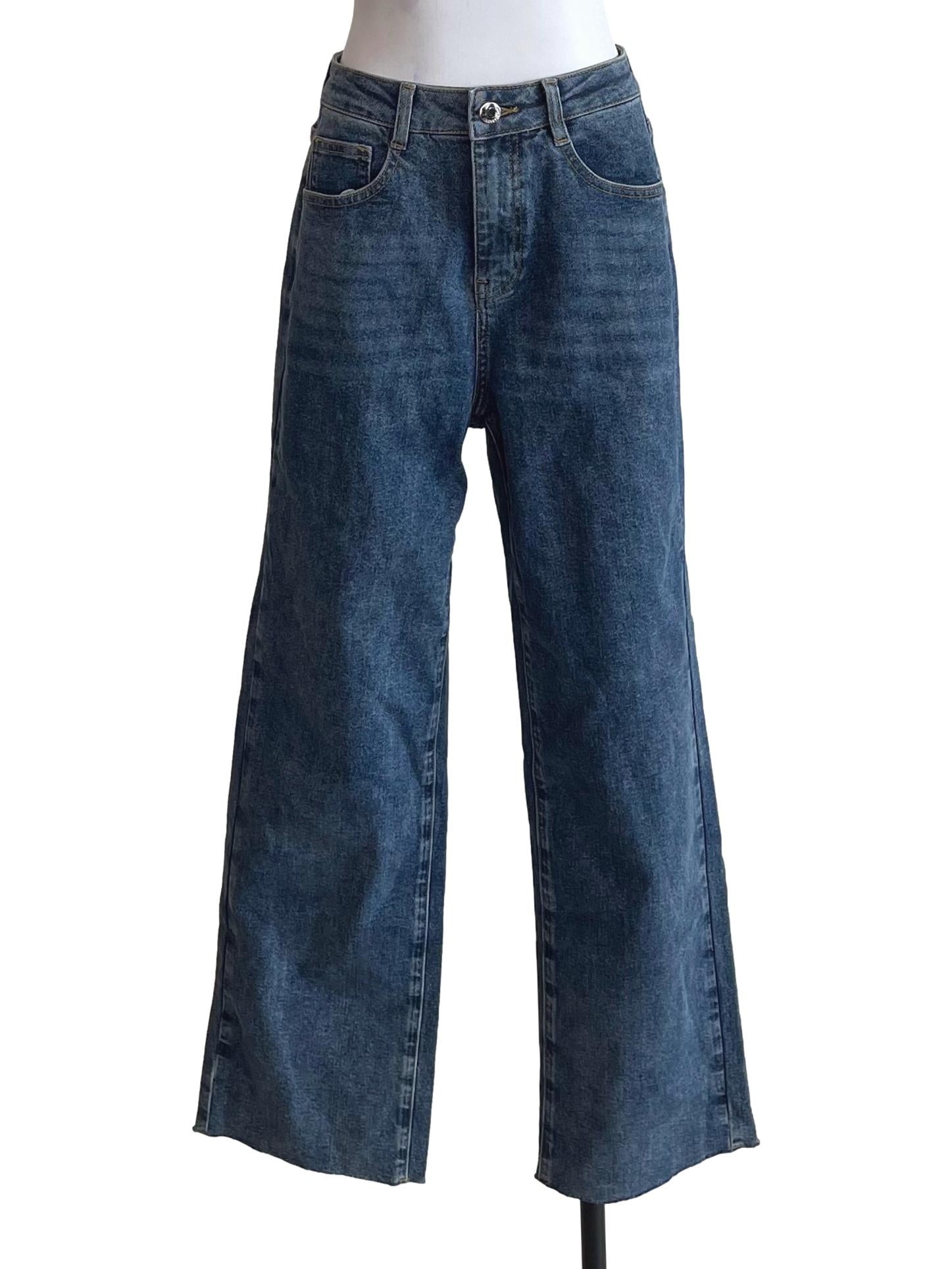 Ash Blue Distressed Straight Jeans