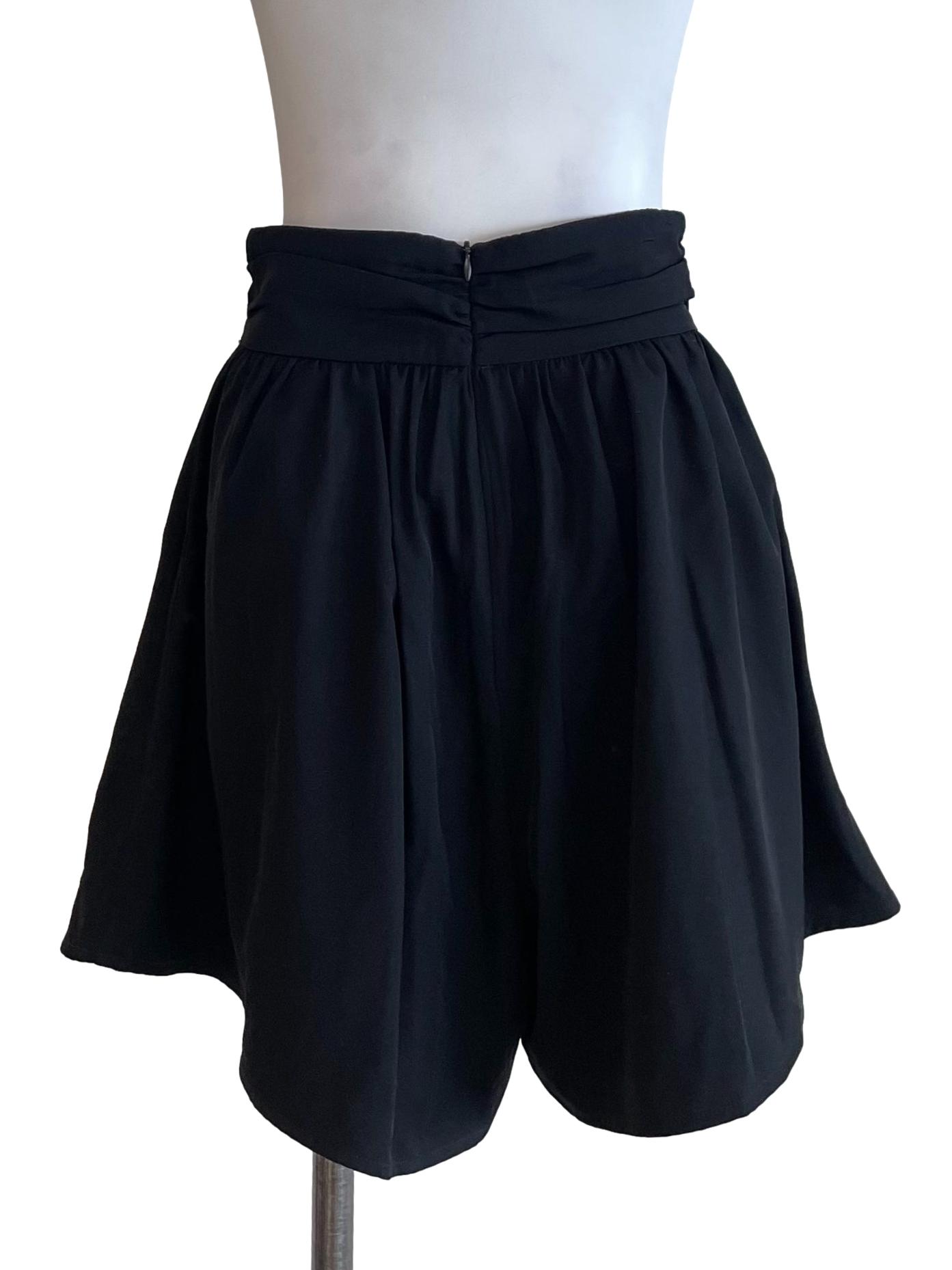 Black Ruffled A-Line Shorts