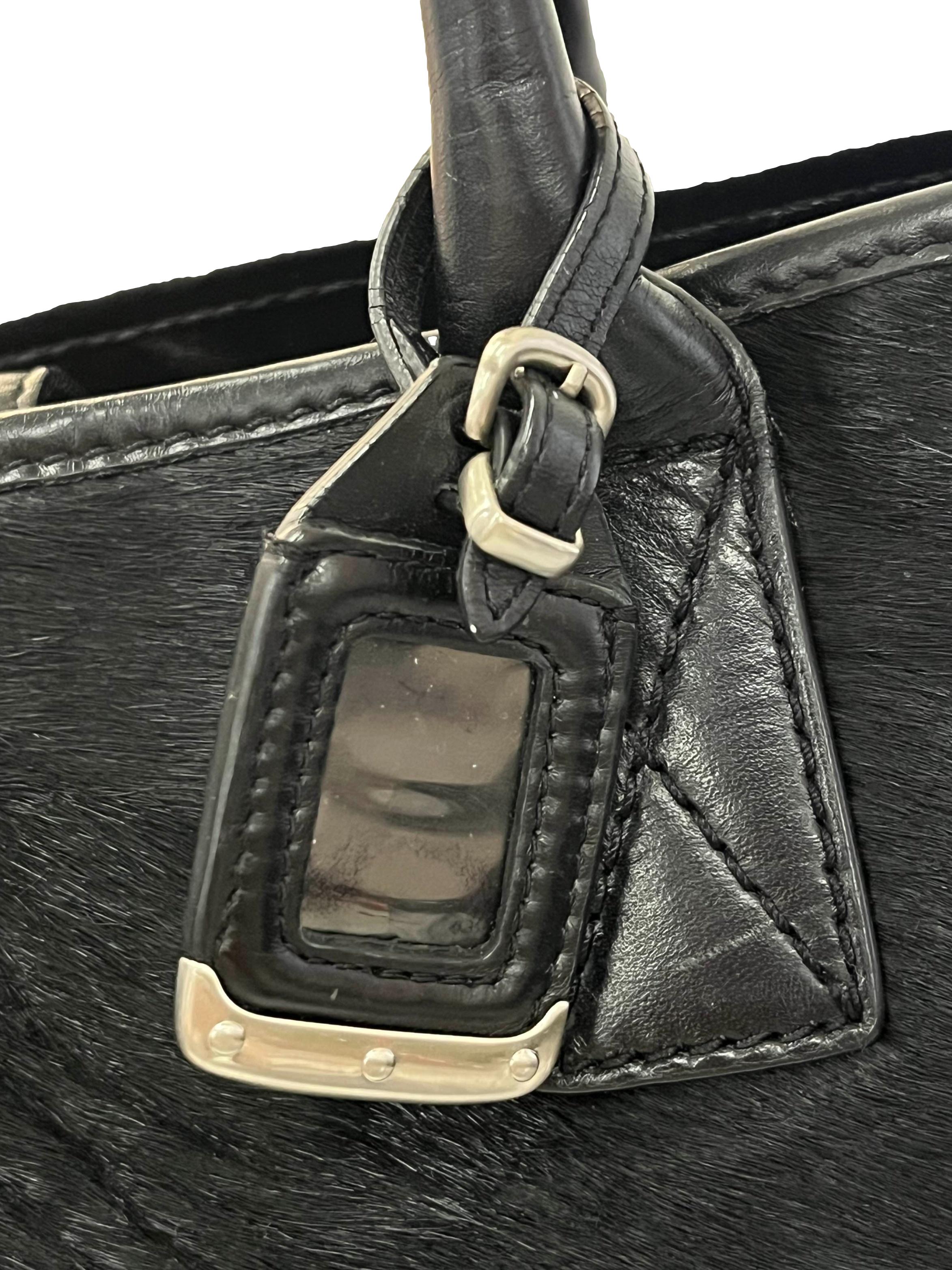 Black Furry Shoulder Tote Bag