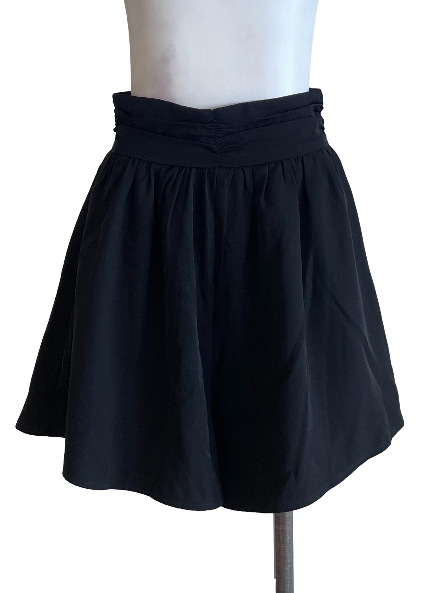 Black Ruffled A-Line Shorts