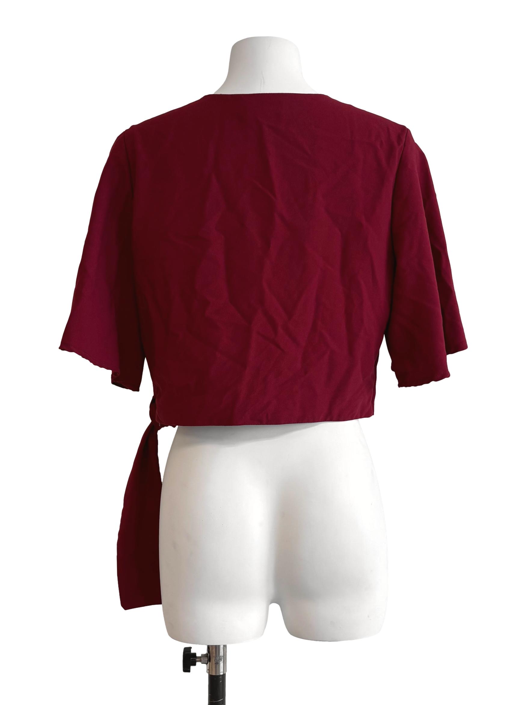 Crimson Red Crop Wrap Top
