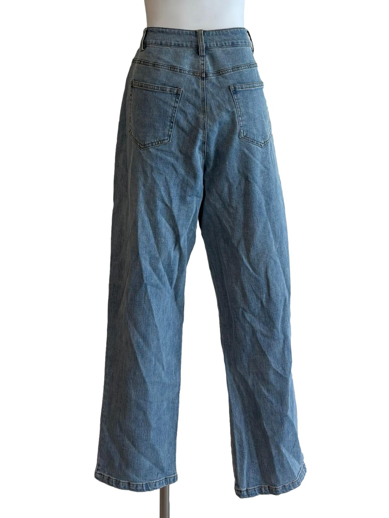 Denim Blue Straight Cut High Waisted Jeans