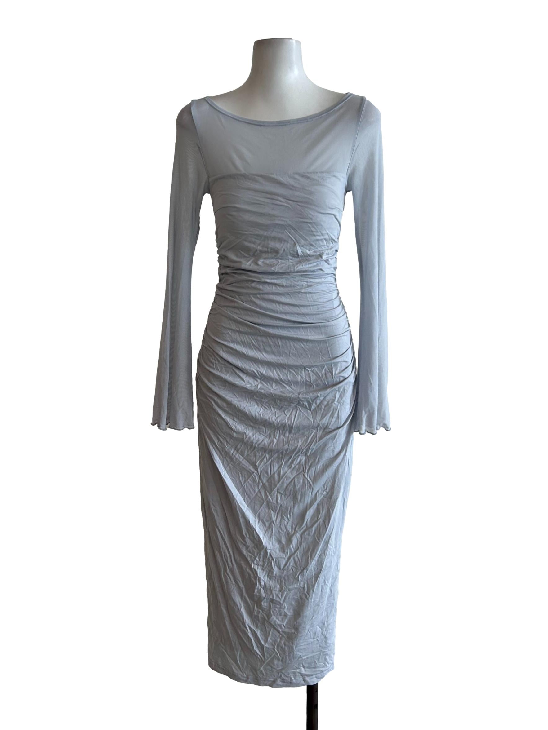 Ice Blue Ruched Dress