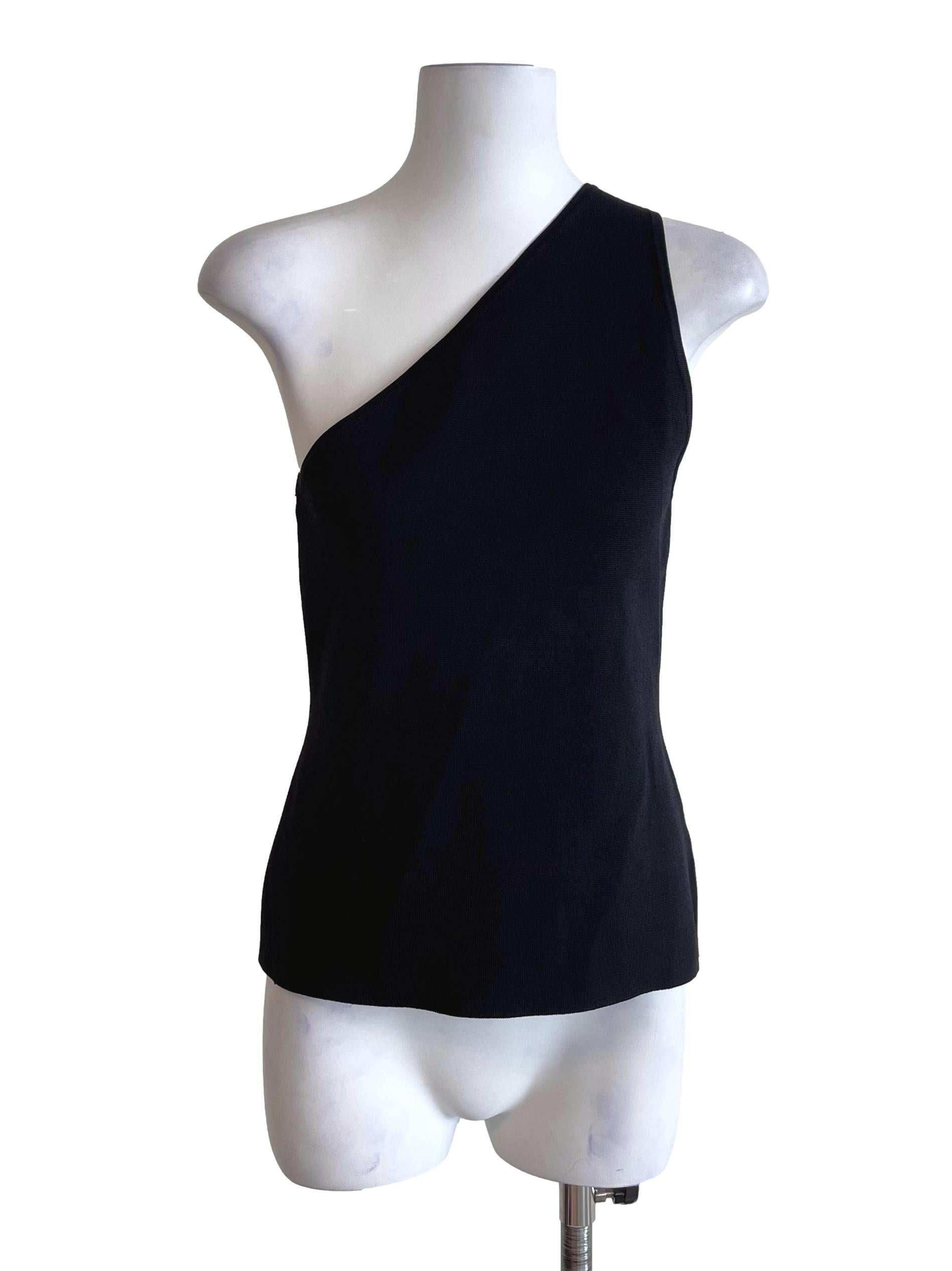 Black Asymmetric Knit Top LB