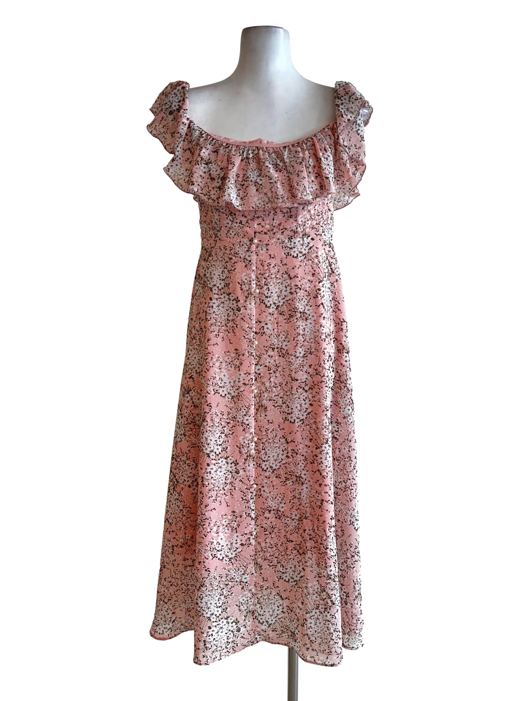 Rose Pink Flower Pattern Dress