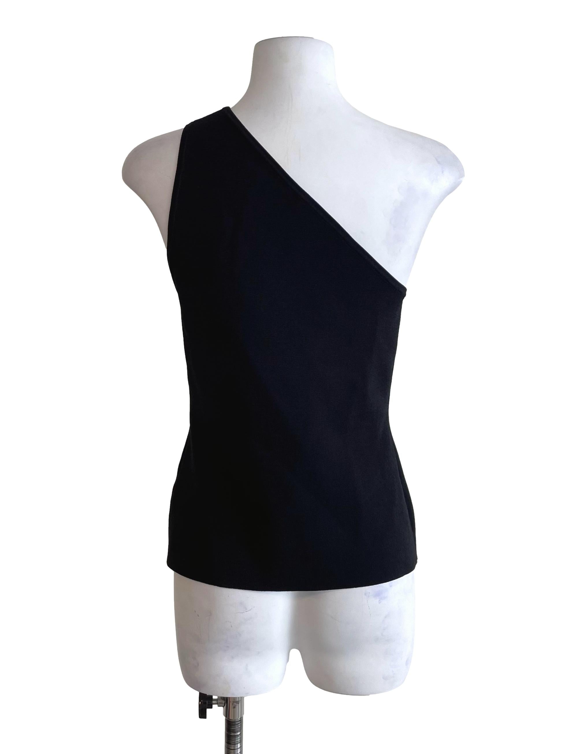Black Asymmetric Knit Top LB