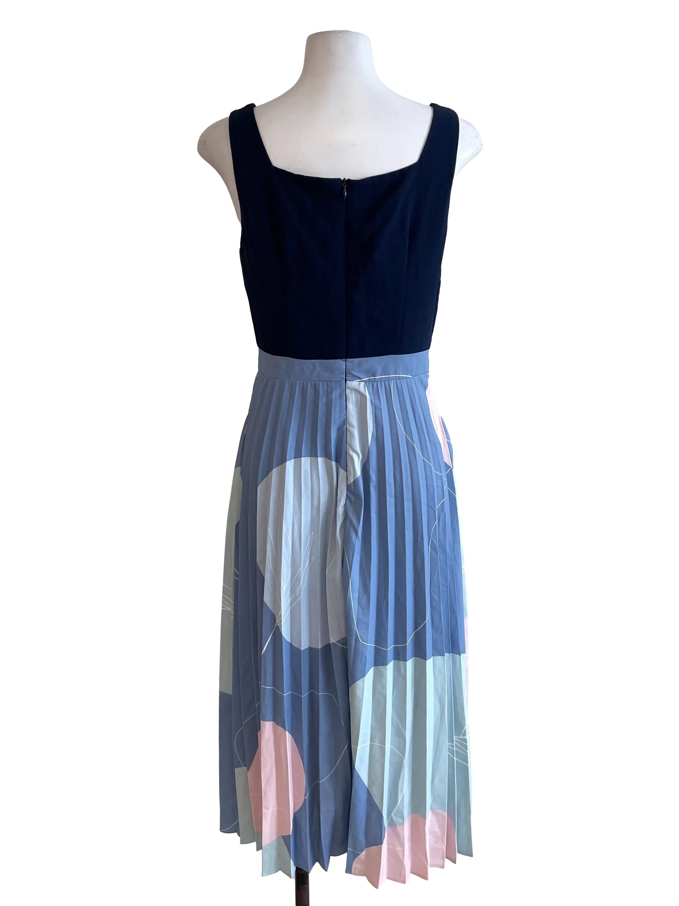 Blue Contrast Accordion Dress