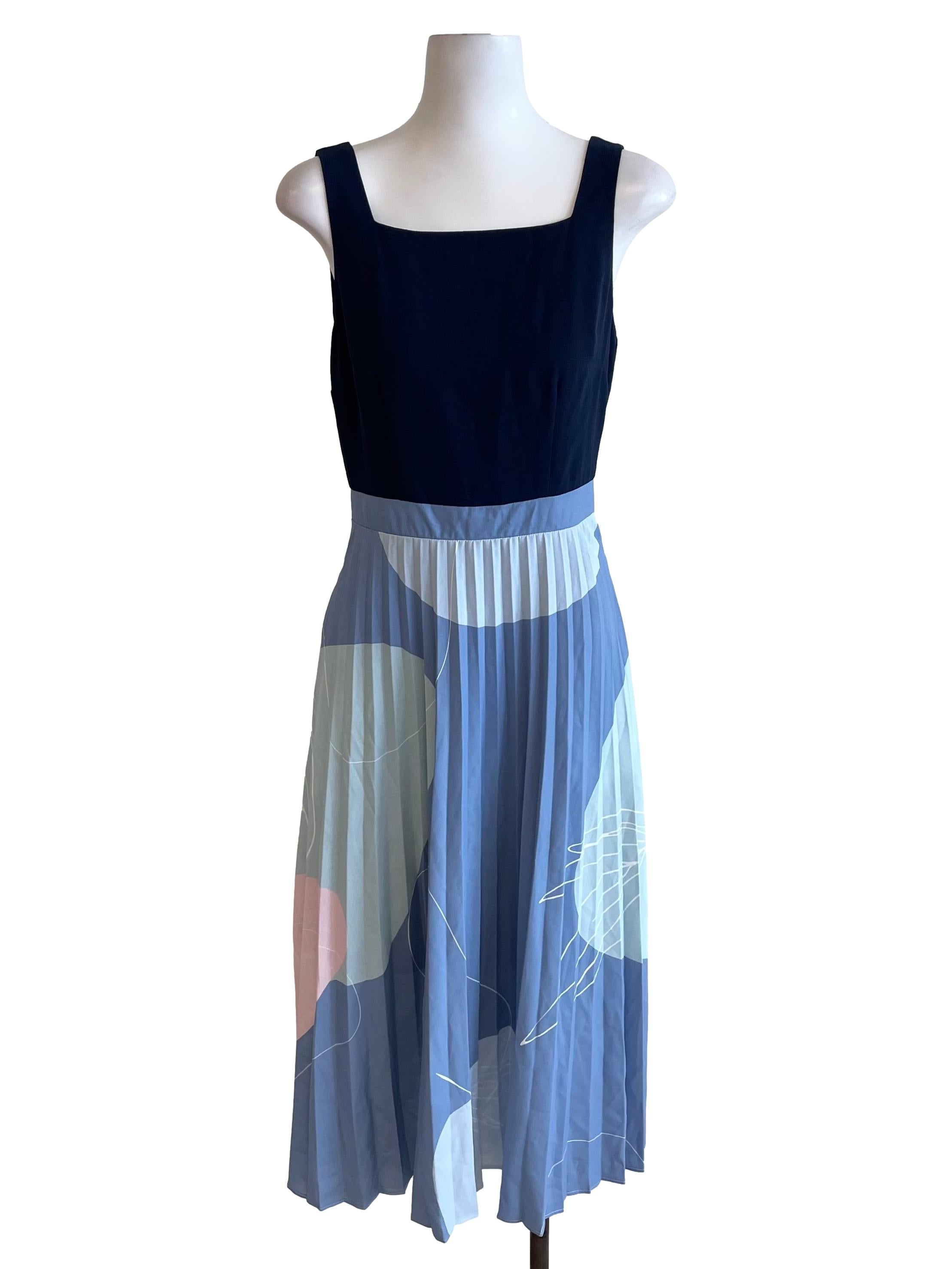 Blue Contrast Accordion Dress